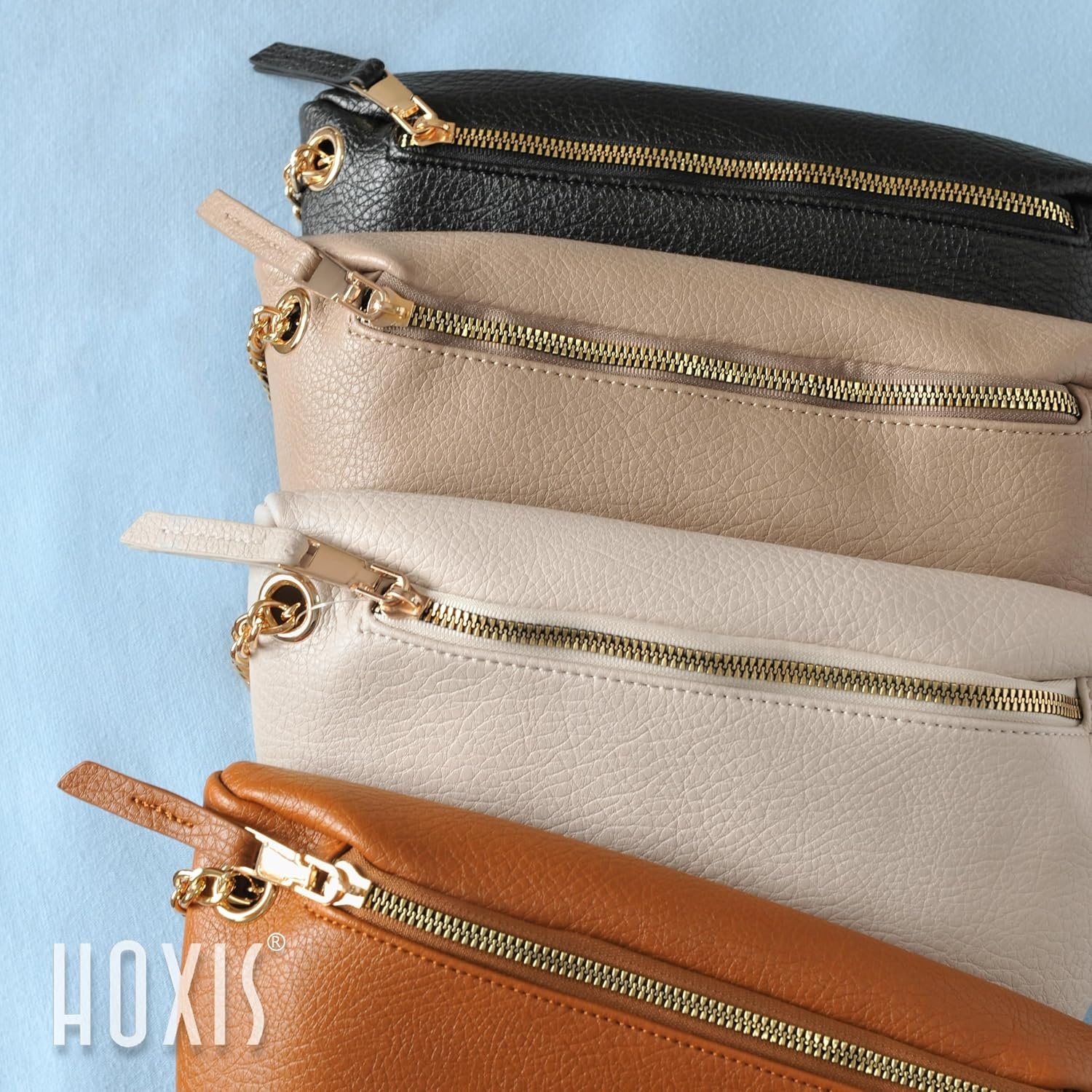 image:imageFanny Pack for Women Vegan Leather Cross body Chain Belt Purse Chest Bag Bum Hip Waist Pack for Travel Outdoor Hiking Black