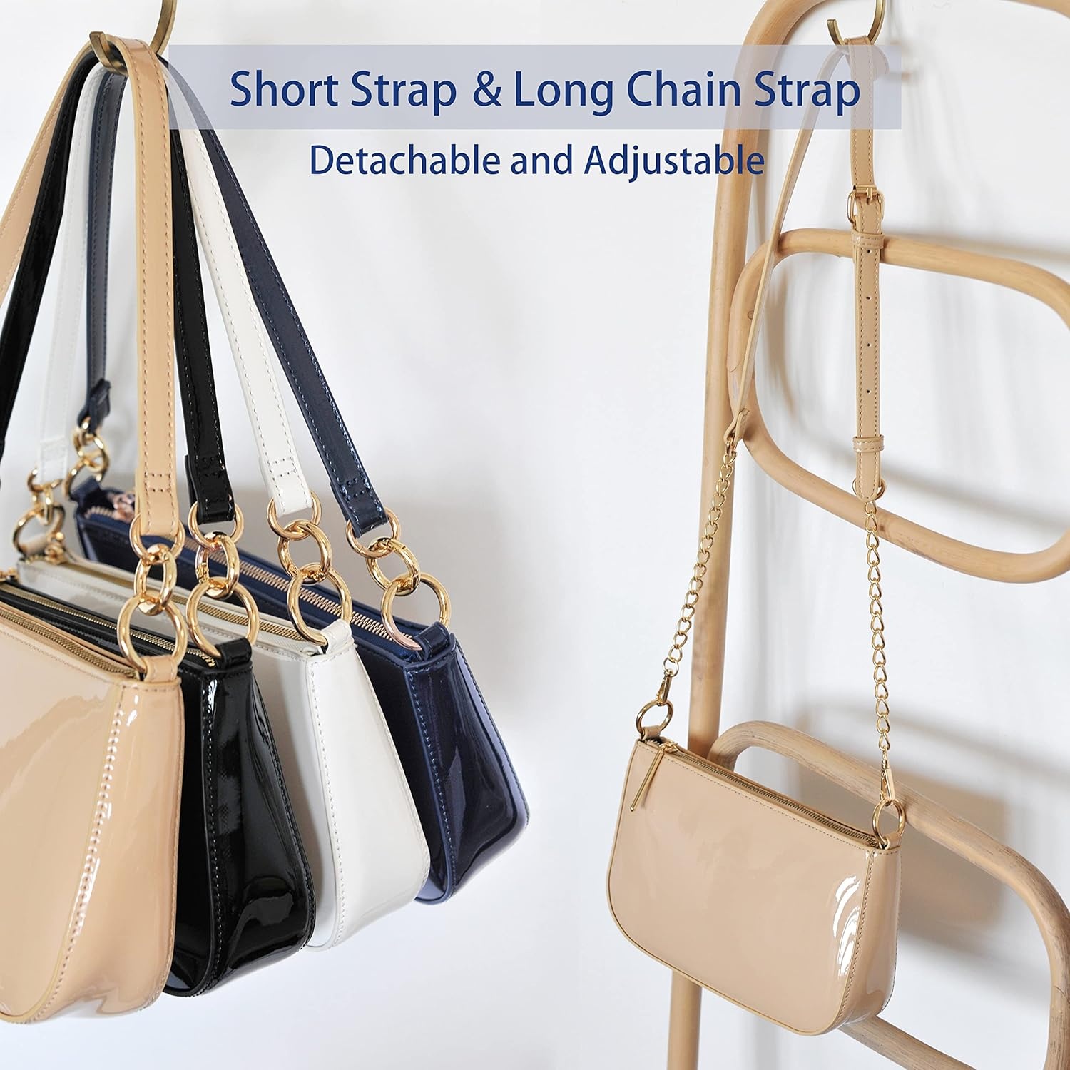 image:imageHOXIS Glossy Faux Patent Leather Women Shoulder Bag Shiny Clutch Crossbody Bag 90s PurseNude