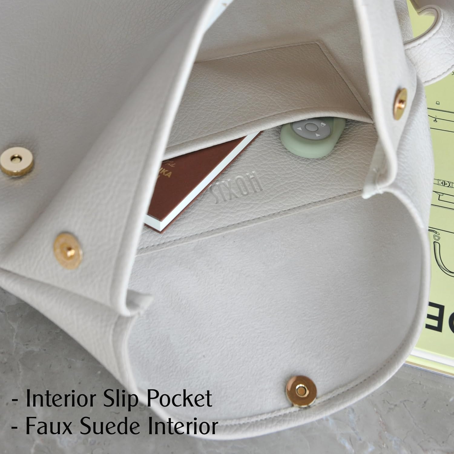image:imageHOXIS Messenger Bag for Women Crossbody Purse Vegan Leather Foldover Shoulder HandbagIvory