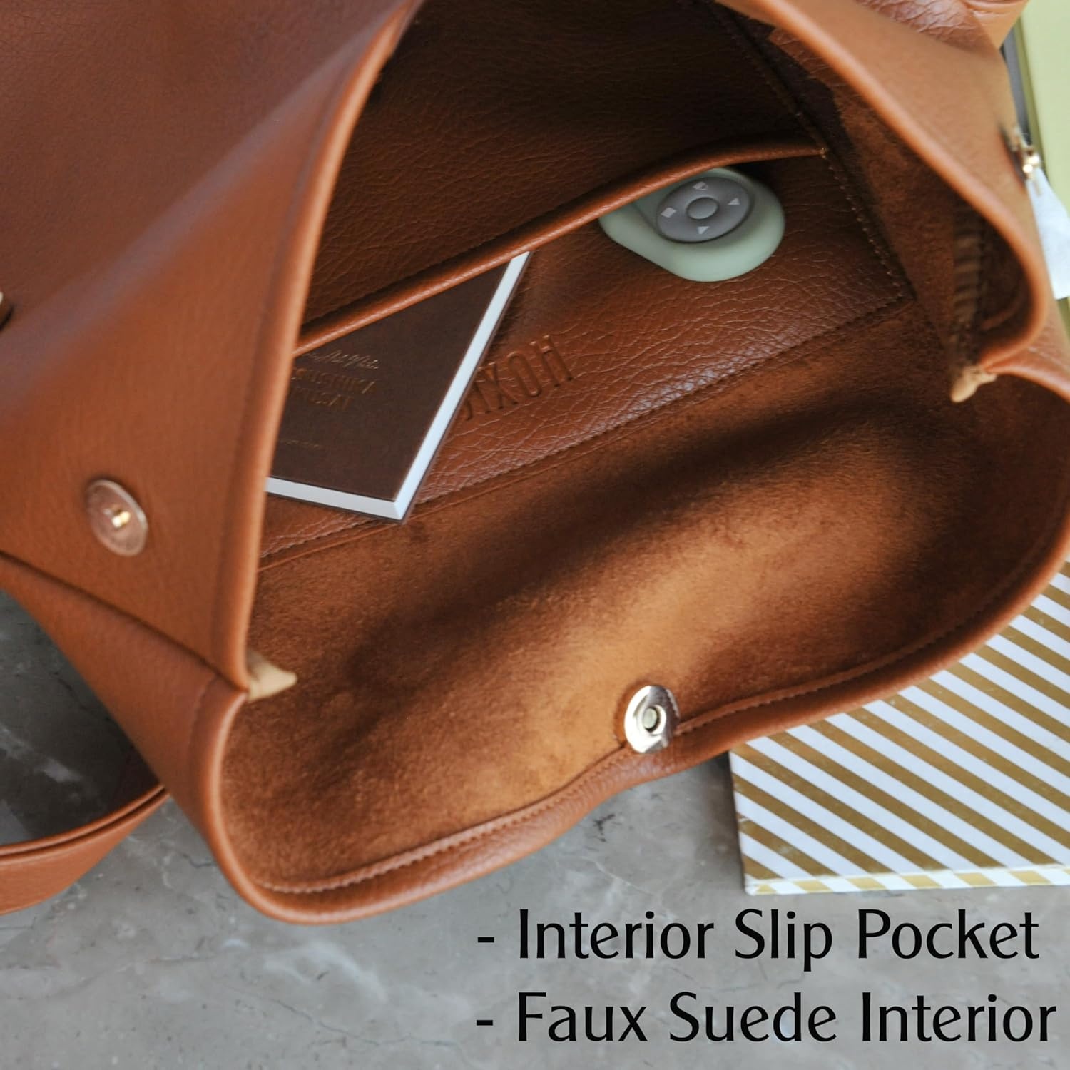 image:imageHOXIS Messenger Bag for Women Crossbody Purse Vegan Leather Foldover Shoulder HandbagOrangebrown