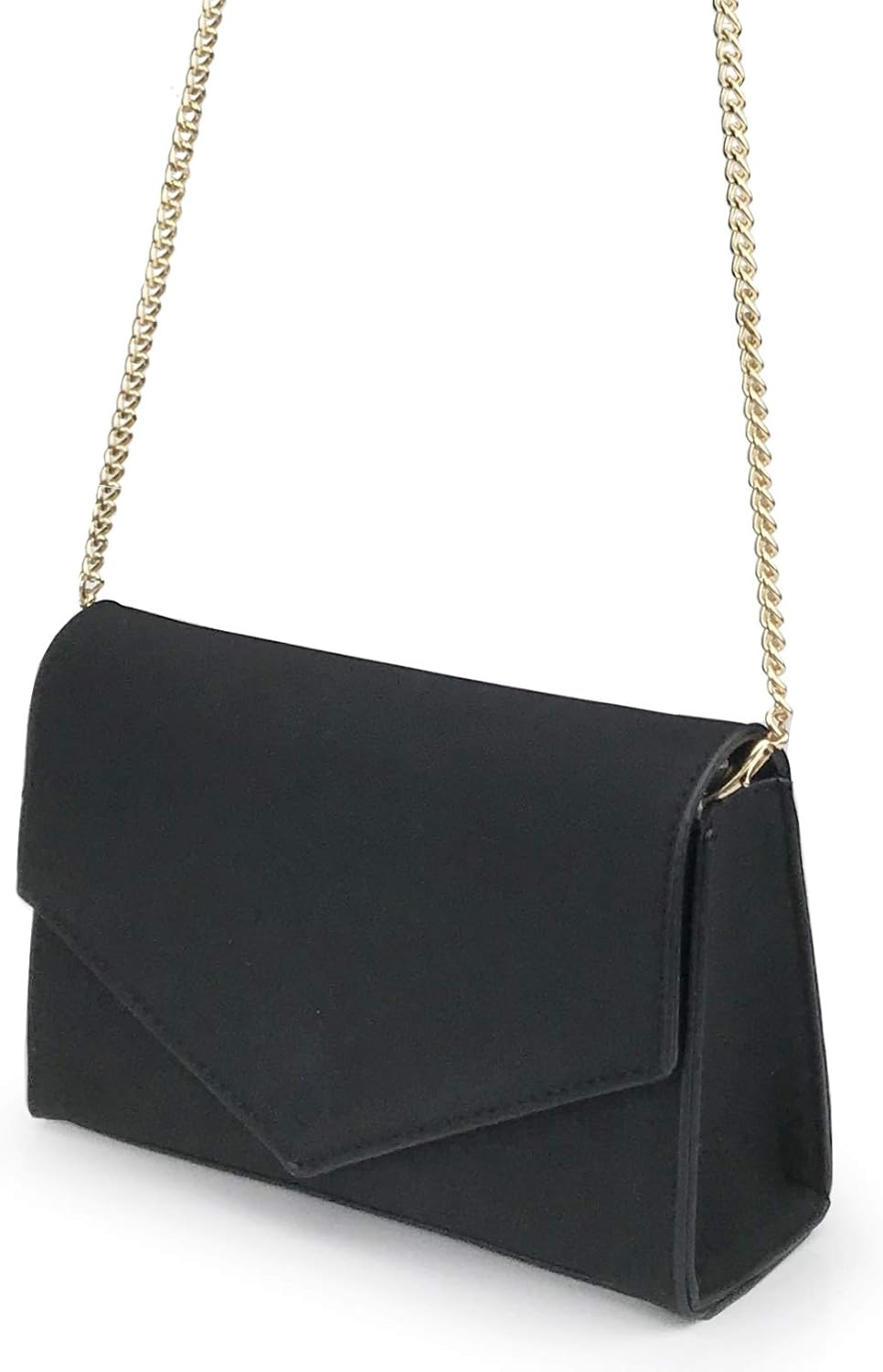 image:imageHOXIS Minimalist Evening Envelope Clutch Chain Shoulder Bag Women Faux Leather Suede PurseBlack