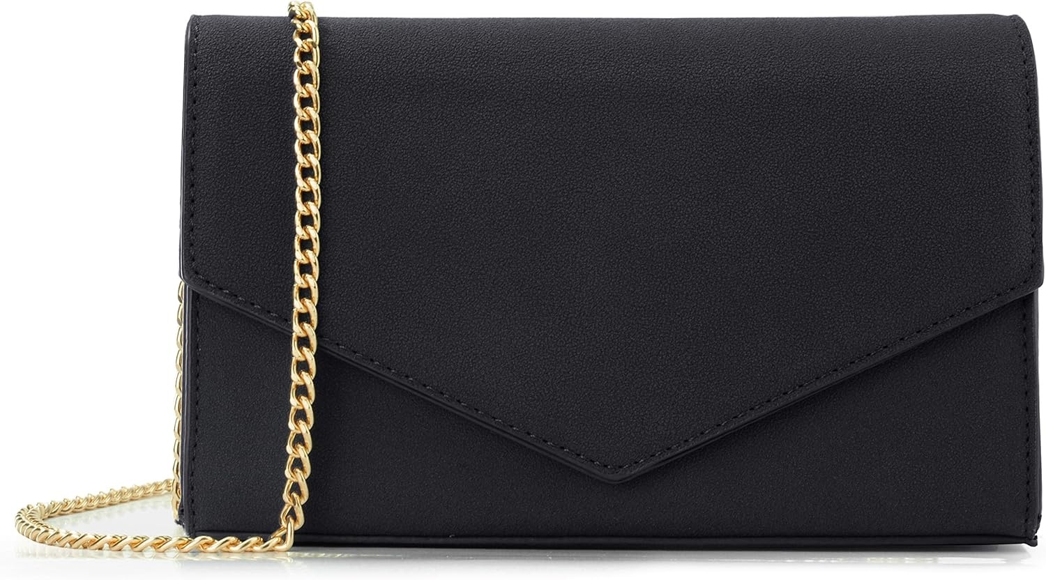 image:imageHOXIS Minimalist Evening Envelope Clutch Chain Shoulder Bag Women Faux Leather Suede PurseBlack