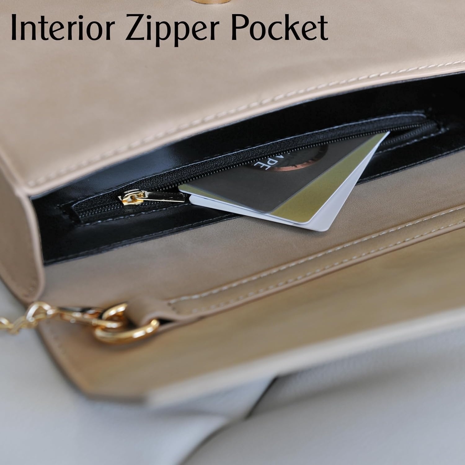 image:imageHOXIS Minimalist Evening Envelope Clutch Chain Shoulder Bag Women Faux Leather Suede PurseNude