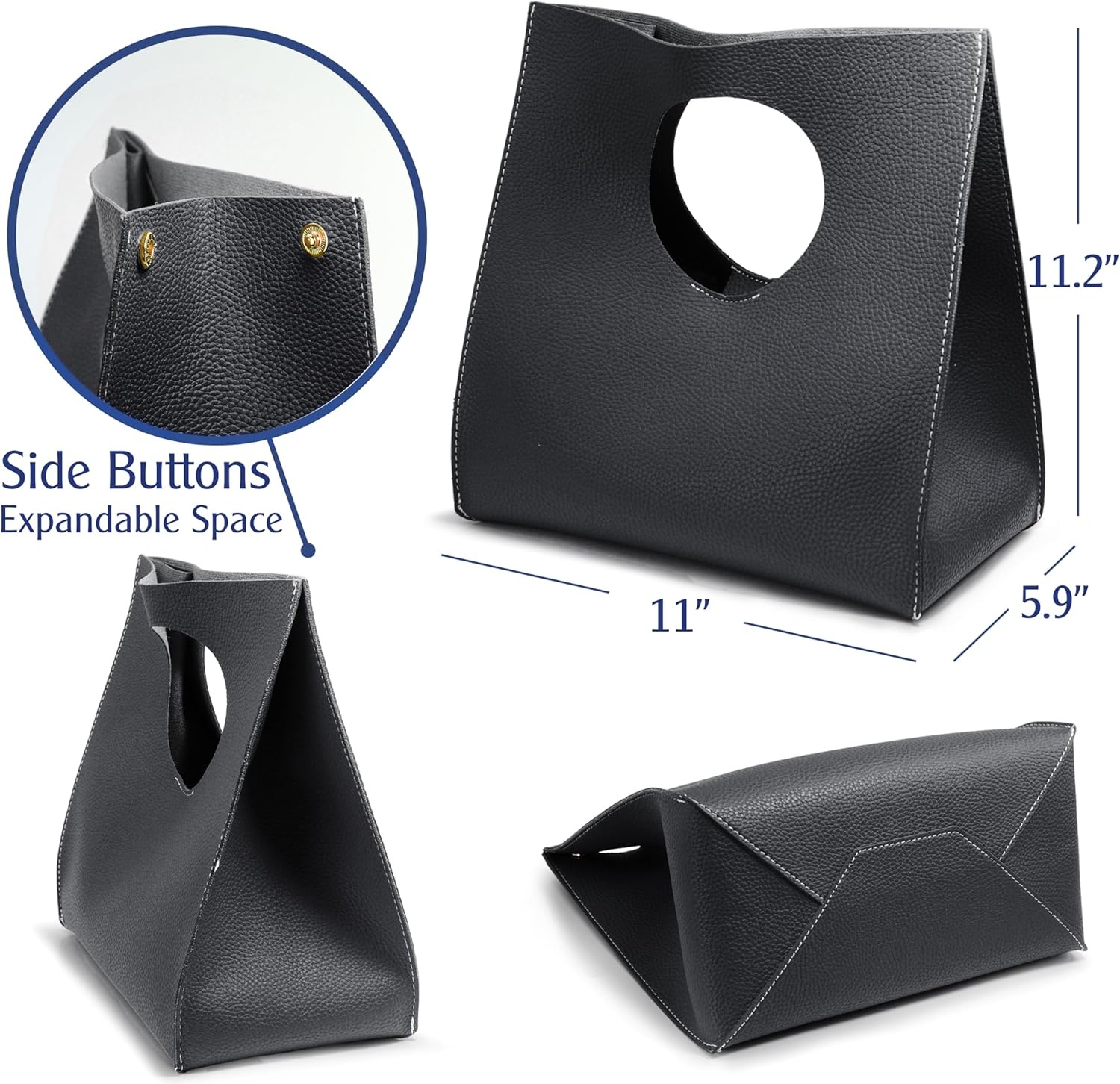image:imageHOXIS Vintage Minimalist Style Soft Pu Leather Handbag Clutch Small ToteBlack