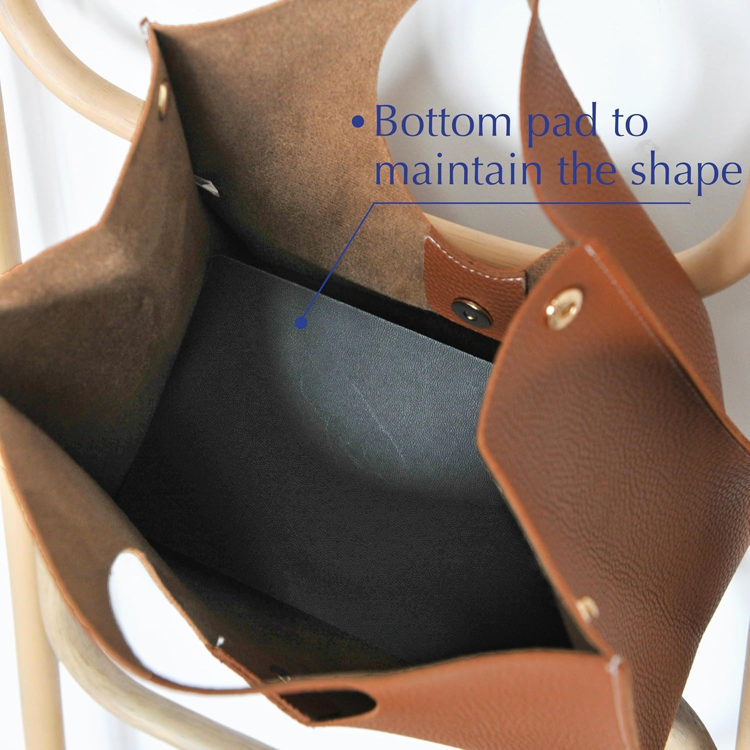 image:imageHOXIS Vintage Minimalist Style Soft Pu Leather Handbag Clutch Small ToteBrown