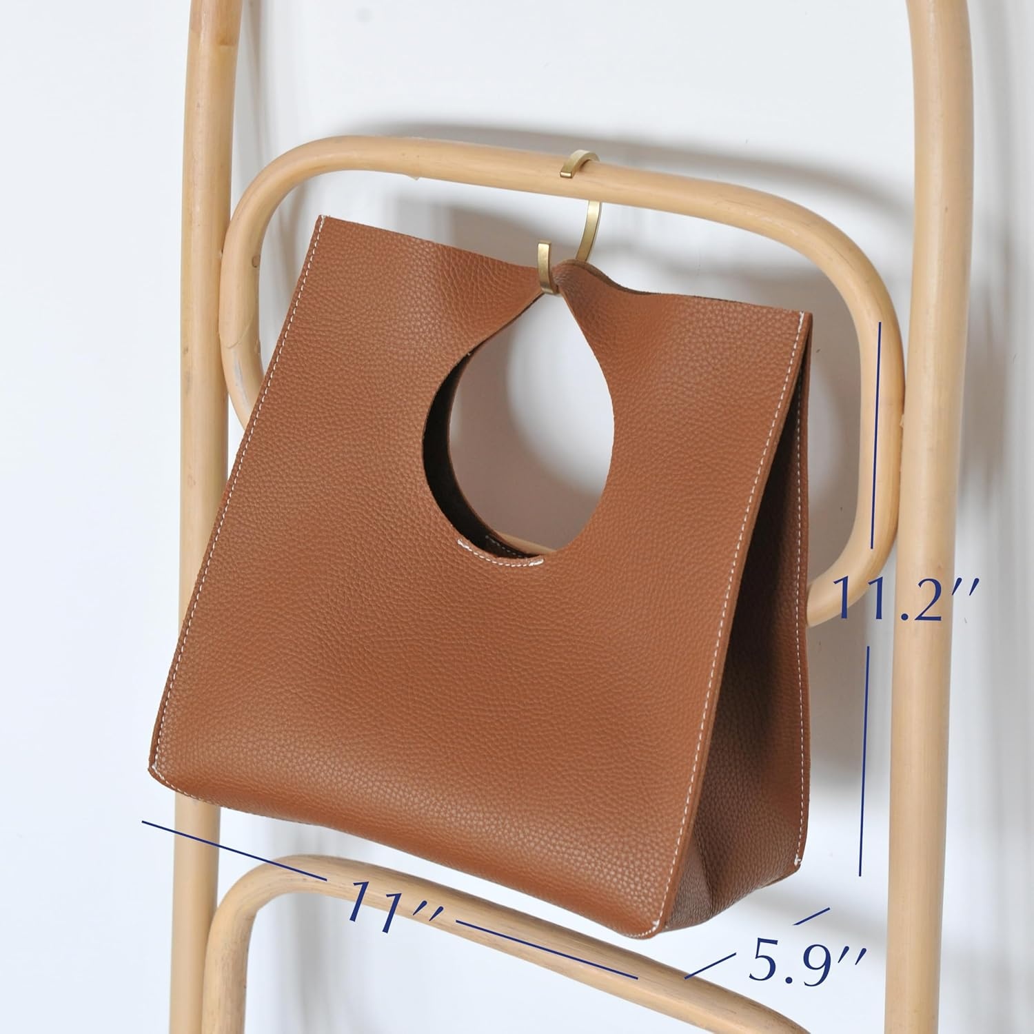 image:imageHOXIS Vintage Minimalist Style Soft Pu Leather Handbag Clutch Small ToteBrown