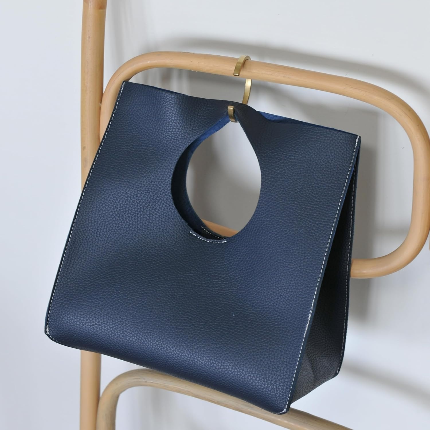 image:imageHOXIS Vintage Minimalist Style Soft Pu Leather Handbag Clutch Small ToteDark Blue