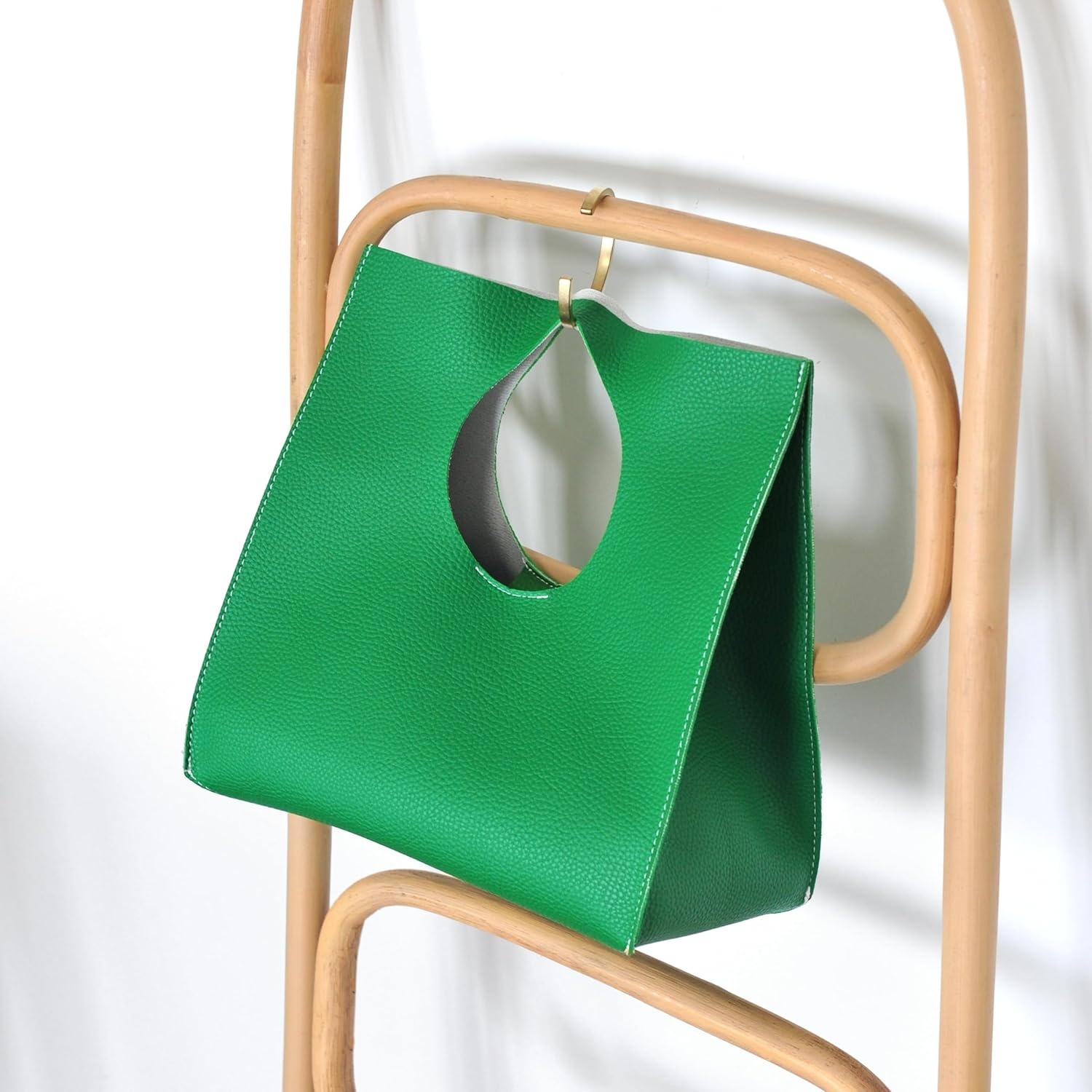 image:imageHOXIS Vintage Minimalist Style Soft Pu Leather Handbag Clutch Small ToteGreen