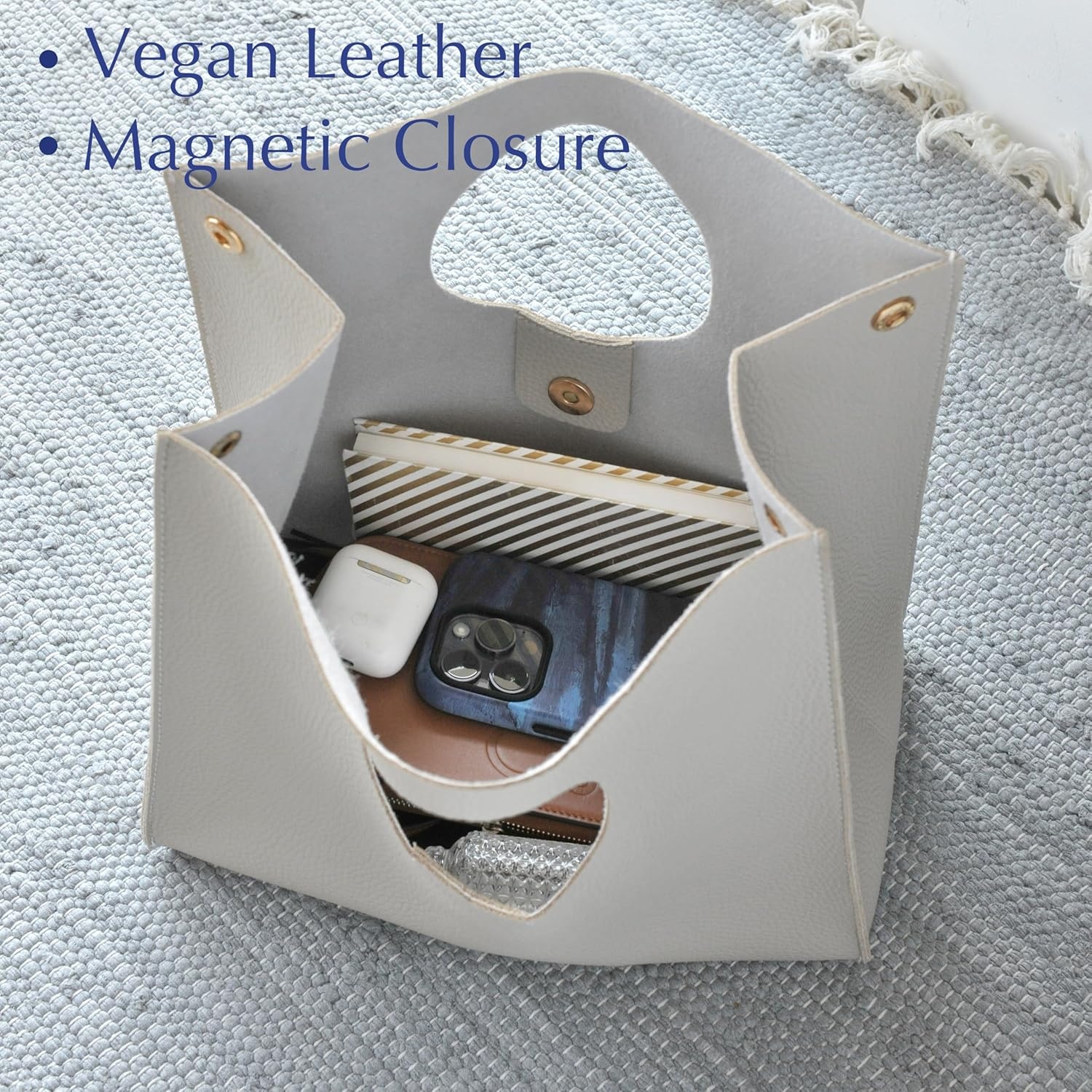 image:imageHOXIS Vintage Minimalist Style Soft Pu Leather Handbag Clutch Small ToteLight Grey