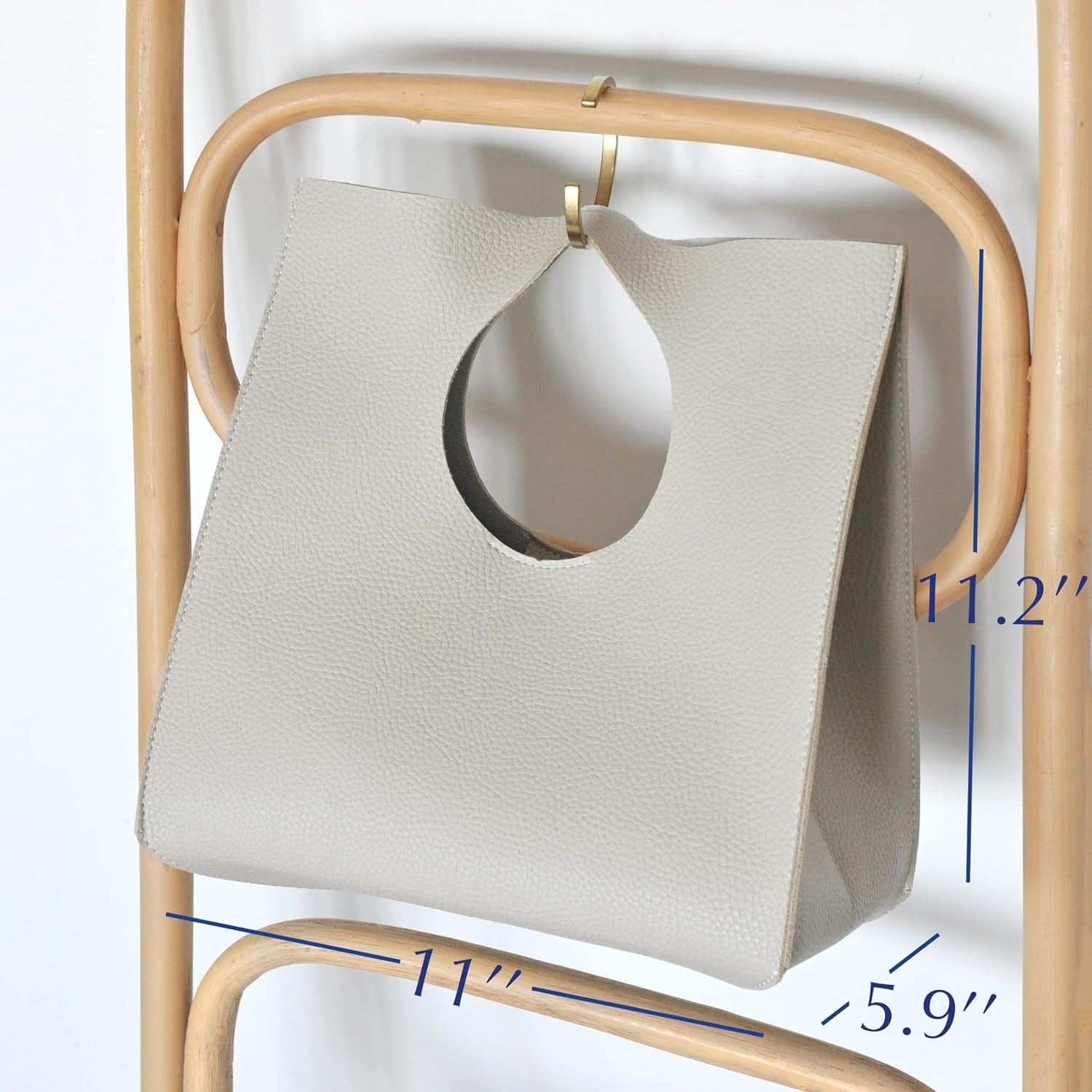 image:imageHOXIS Vintage Minimalist Style Soft Pu Leather Handbag Clutch Small ToteLight Grey