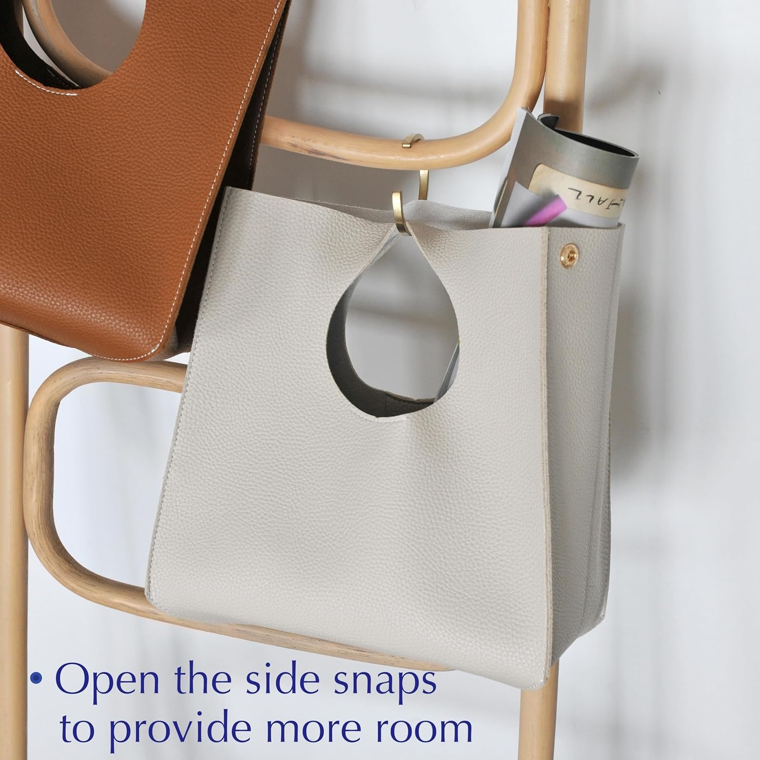 image:imageHOXIS Vintage Minimalist Style Soft Pu Leather Handbag Clutch Small ToteLight Grey