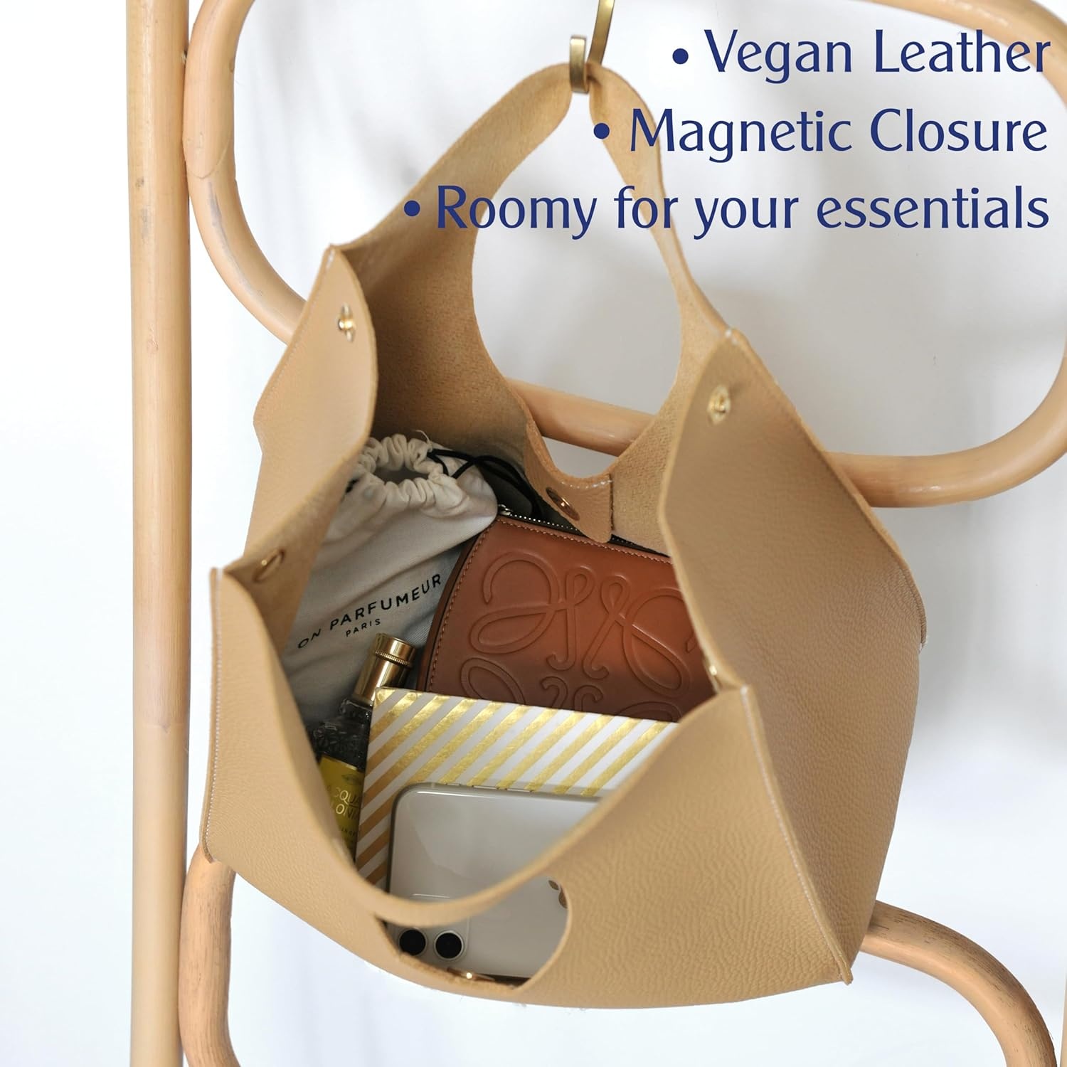 image:imageHOXIS Vintage Minimalist Style Soft Pu Leather Handbag Clutch Small ToteNude