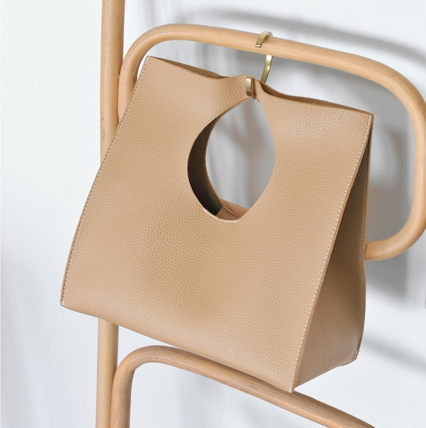 image:imageHOXIS Vintage Minimalist Style Soft Pu Leather Handbag Clutch Small ToteNude
