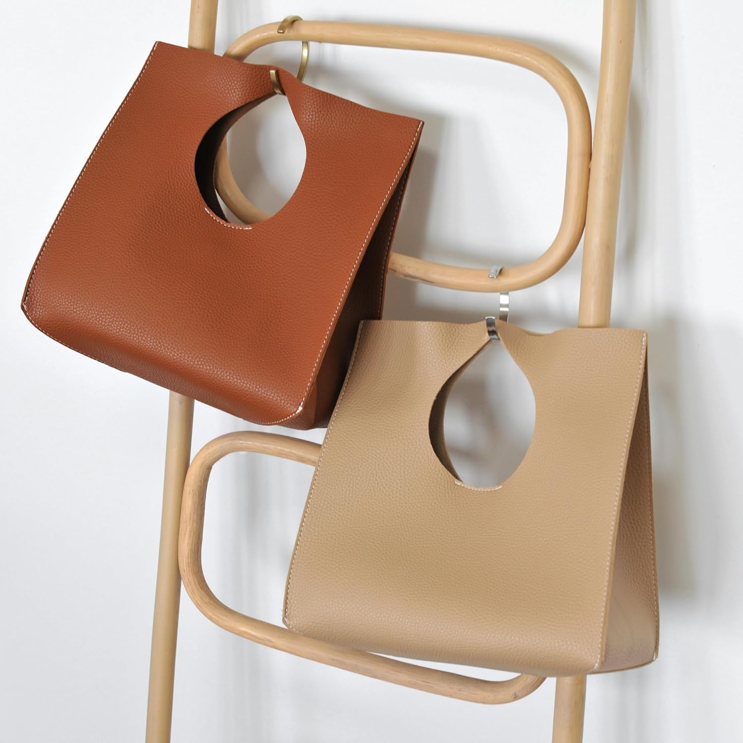 image:imageHOXIS Vintage Minimalist Style Soft Pu Leather Handbag Clutch Small ToteNude