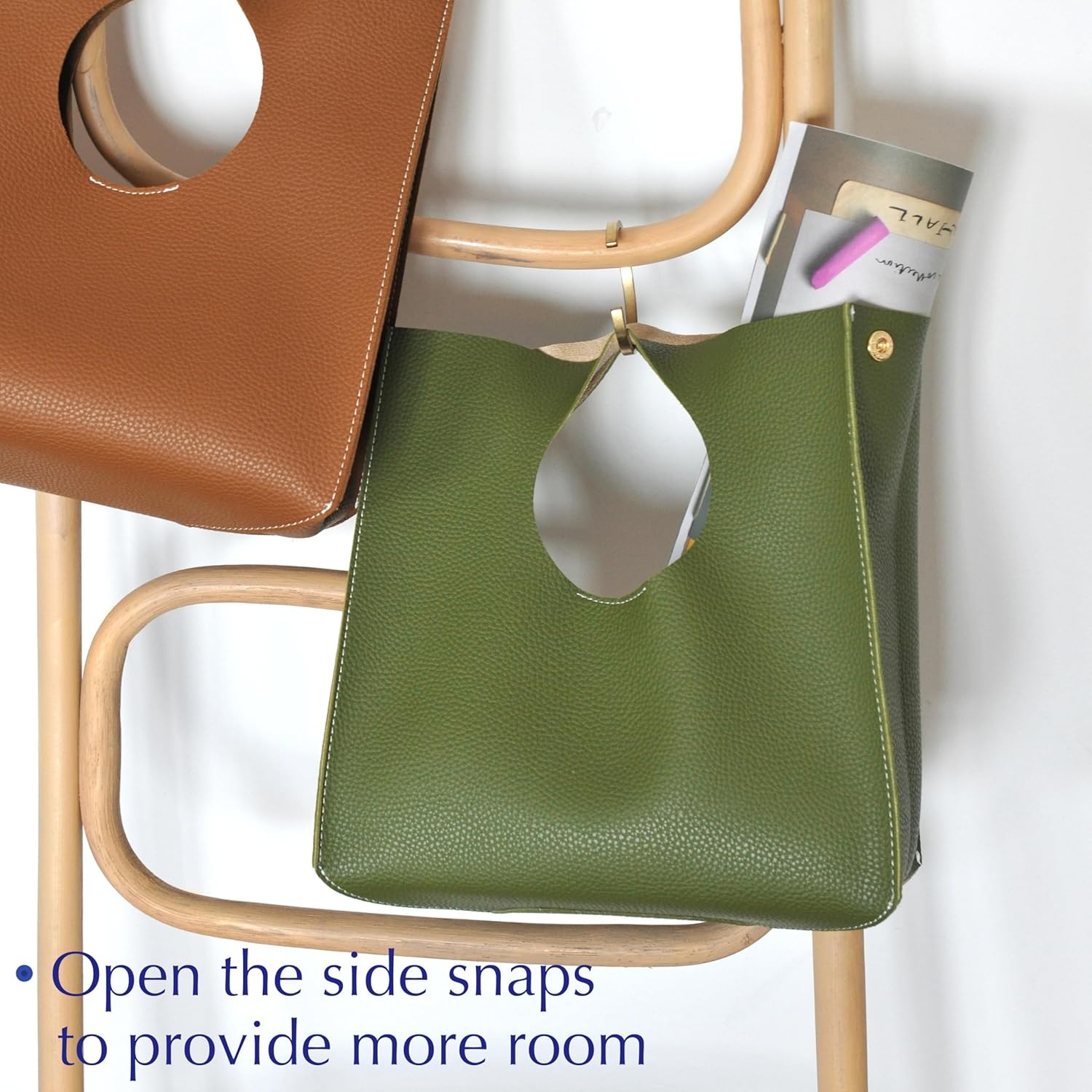 image:imageHOXIS Vintage Minimalist Style Soft Pu Leather Handbag Clutch Small ToteOlive