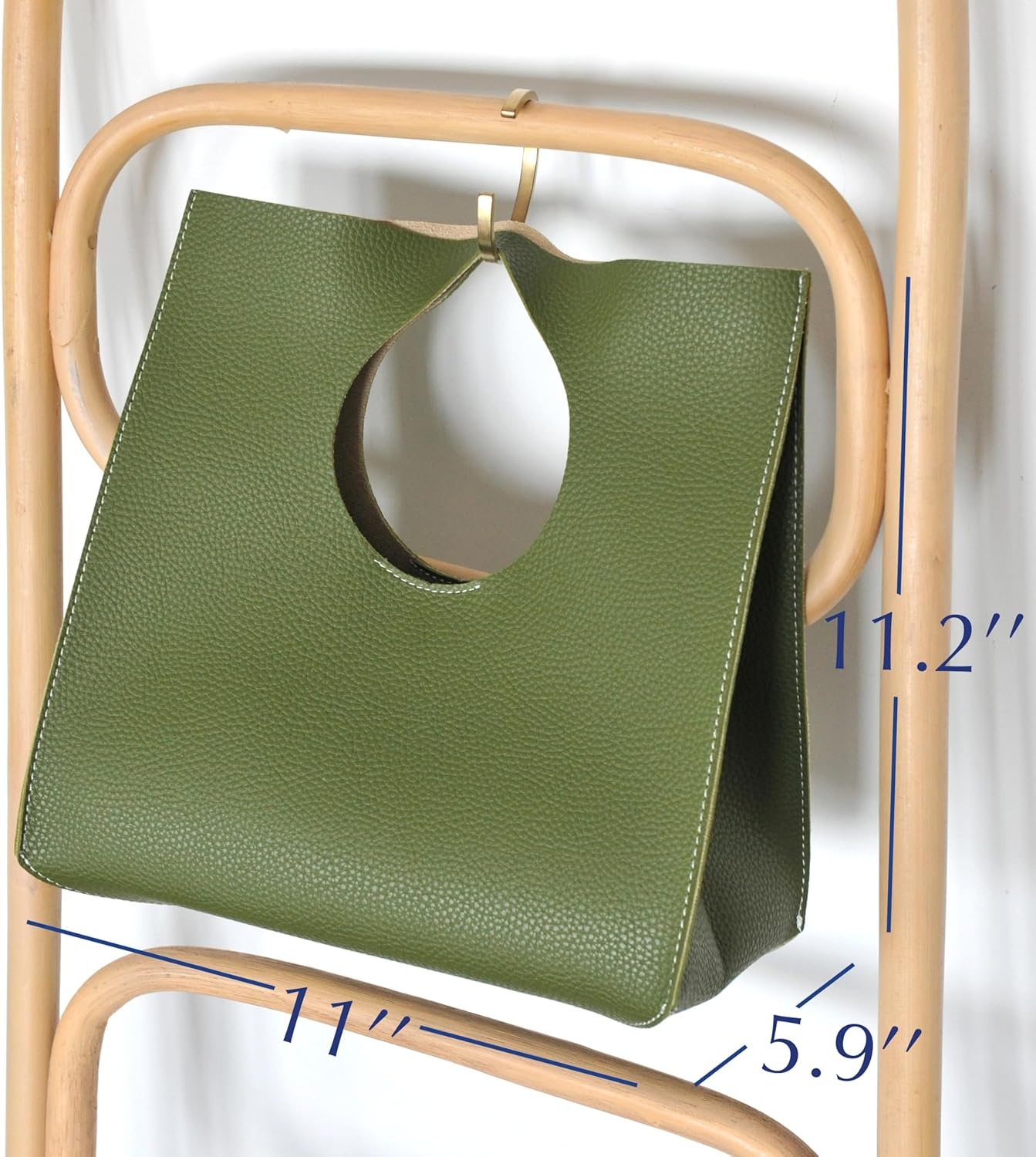 image:imageHOXIS Vintage Minimalist Style Soft Pu Leather Handbag Clutch Small ToteOlive