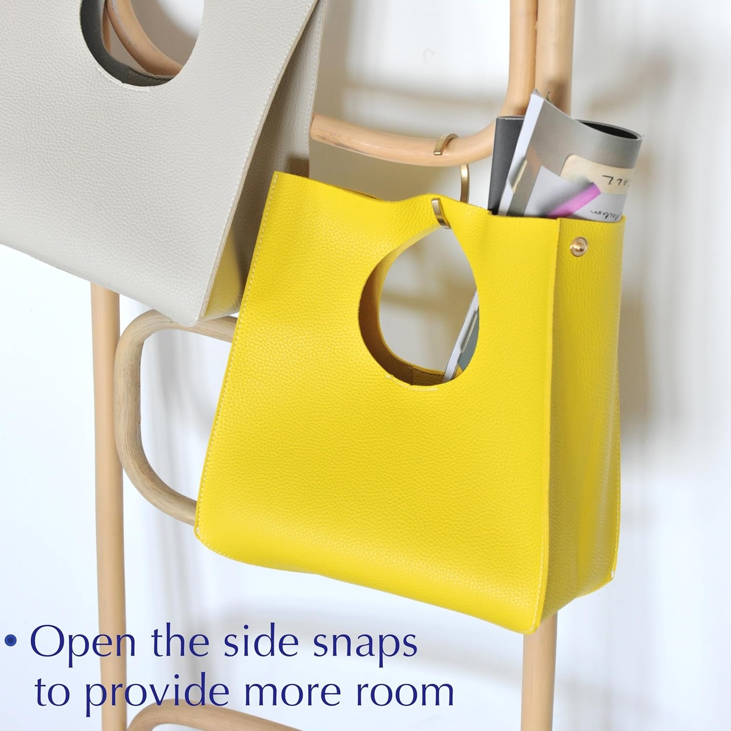 image:imageHOXIS Vintage Minimalist Style Soft Pu Leather Handbag Clutch Small ToteYellow