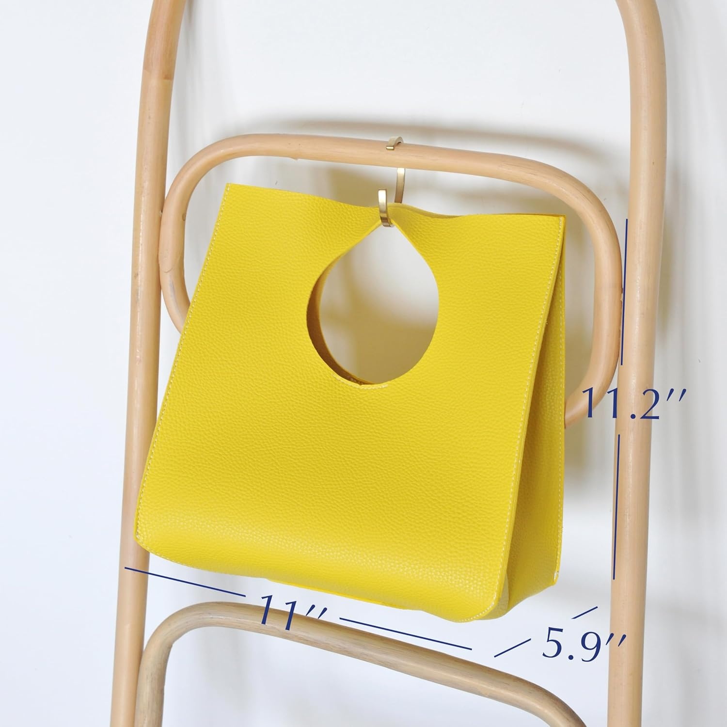 image:imageHOXIS Vintage Minimalist Style Soft Pu Leather Handbag Clutch Small ToteYellow