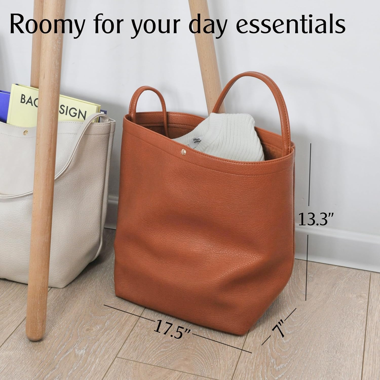 image:imageHobo Bags for Women Vegan Leather Bucket Bags Minimalist Shoulder HandbagBrown