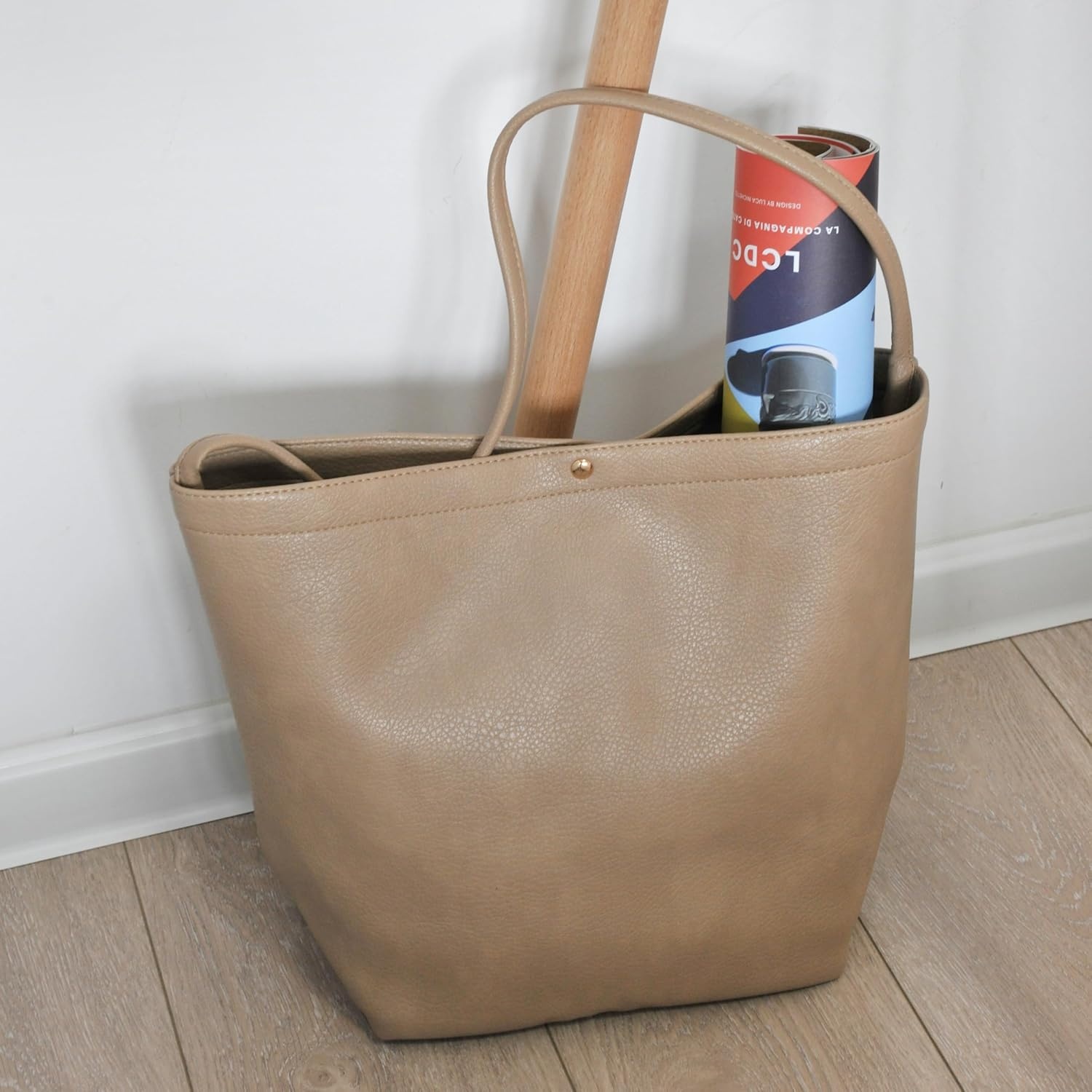 image:imageHobo Bags for Women Vegan Leather Bucket Bags Minimalist Shoulder HandbagNude