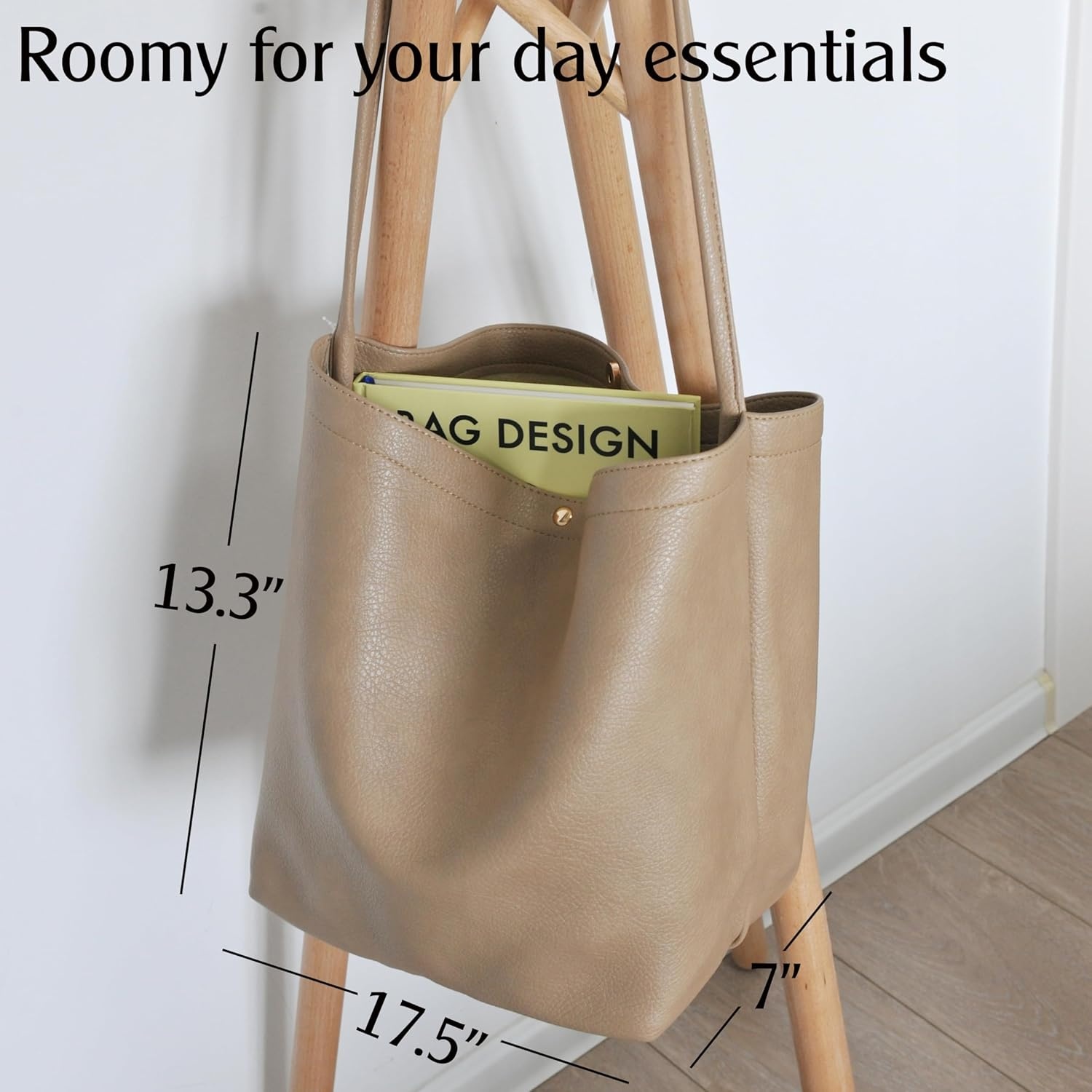 image:imageHobo Bags for Women Vegan Leather Bucket Bags Minimalist Shoulder HandbagNude