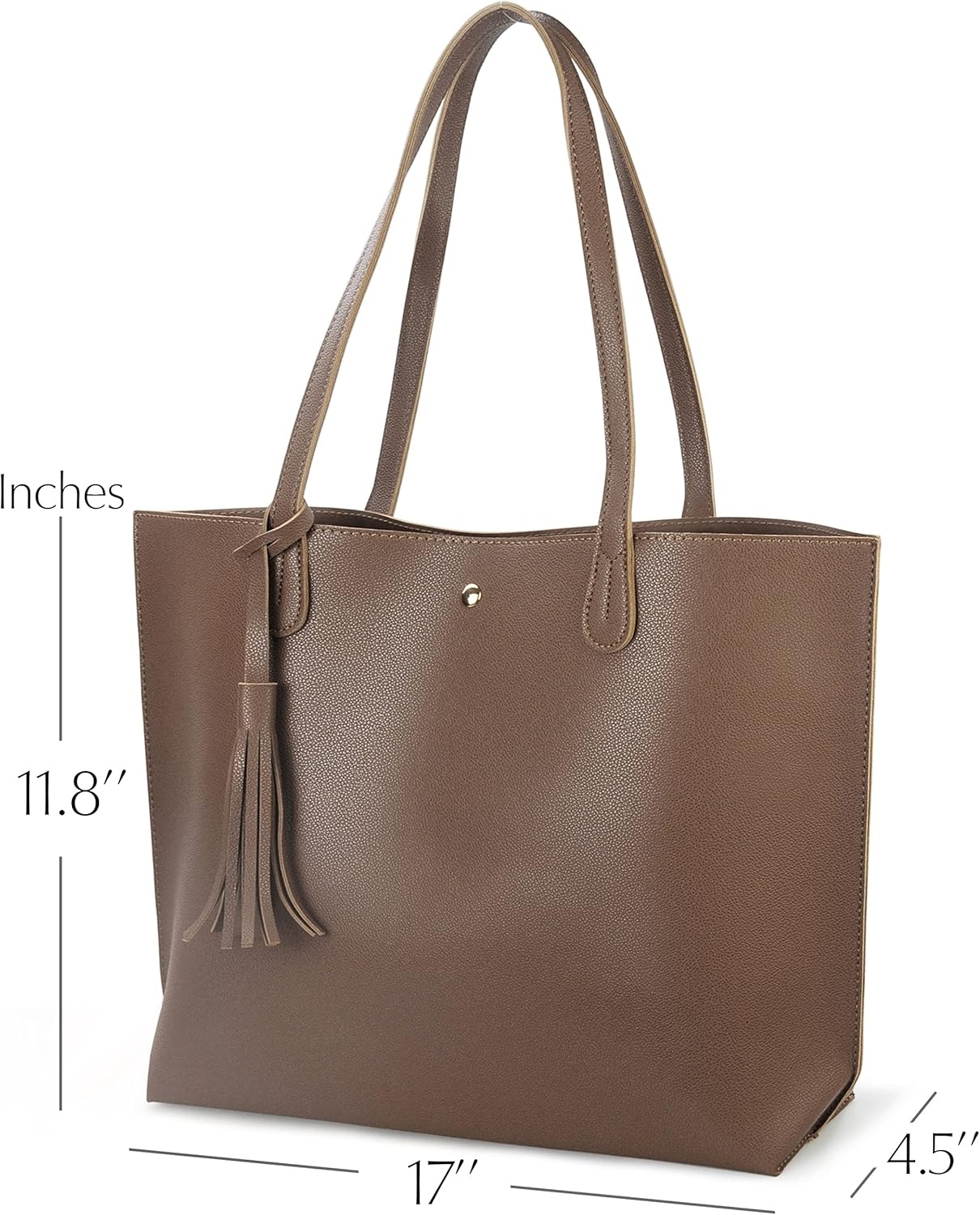 image:imageMinimalist Clean Cut Pebbled Faux Leather Tote Womens Shoulder HandbagMocha