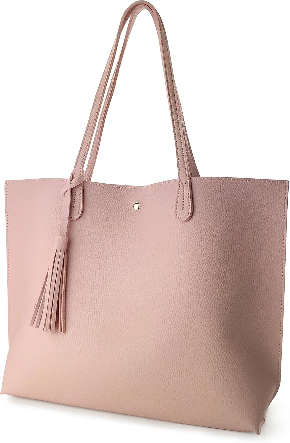 image:imageMinimalist Clean Cut Pebbled Faux Leather Tote Womens Shoulder HandbagPink
