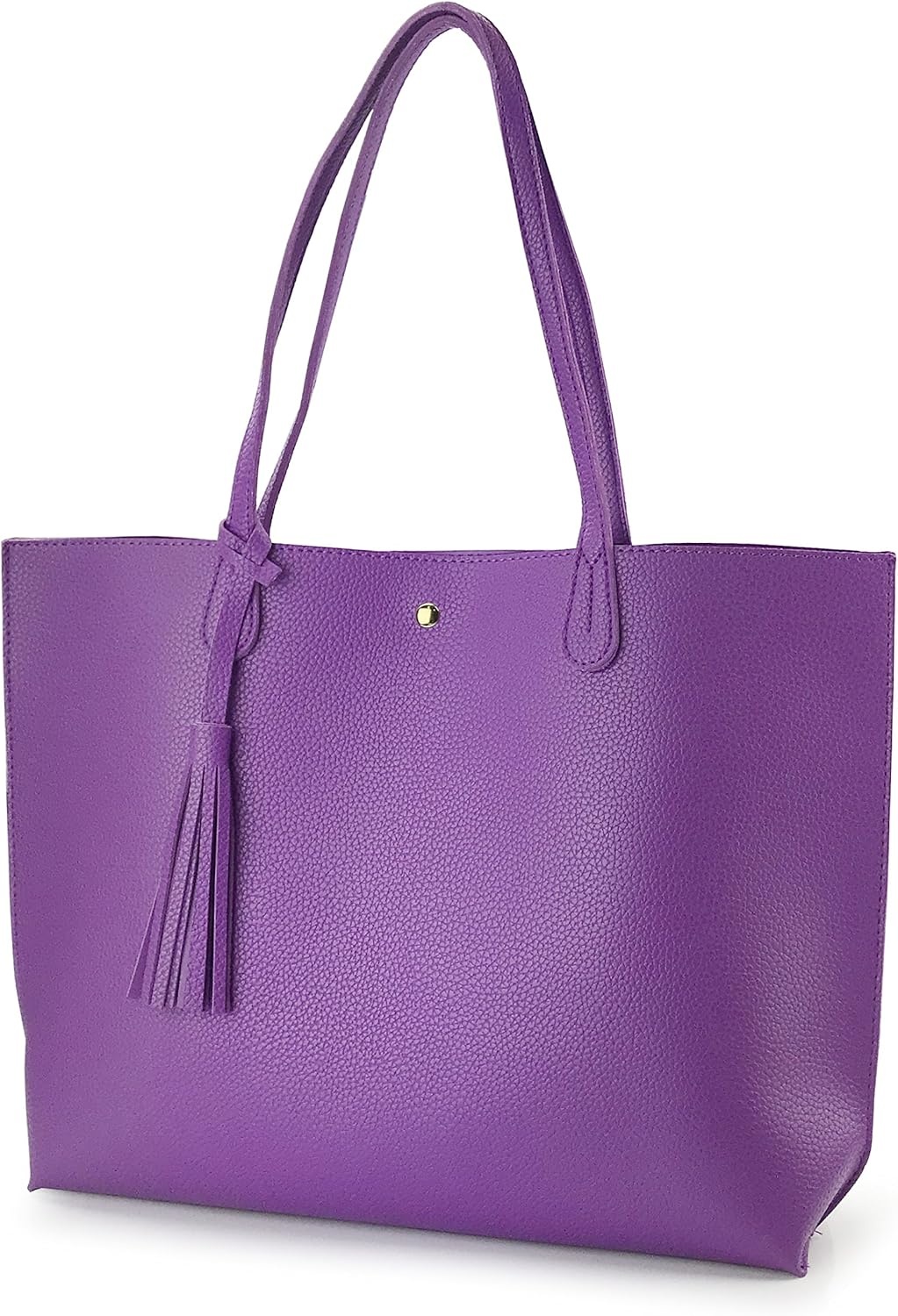 image:imageMinimalist Clean Cut Pebbled Faux Leather Tote Womens Shoulder HandbagViolet
