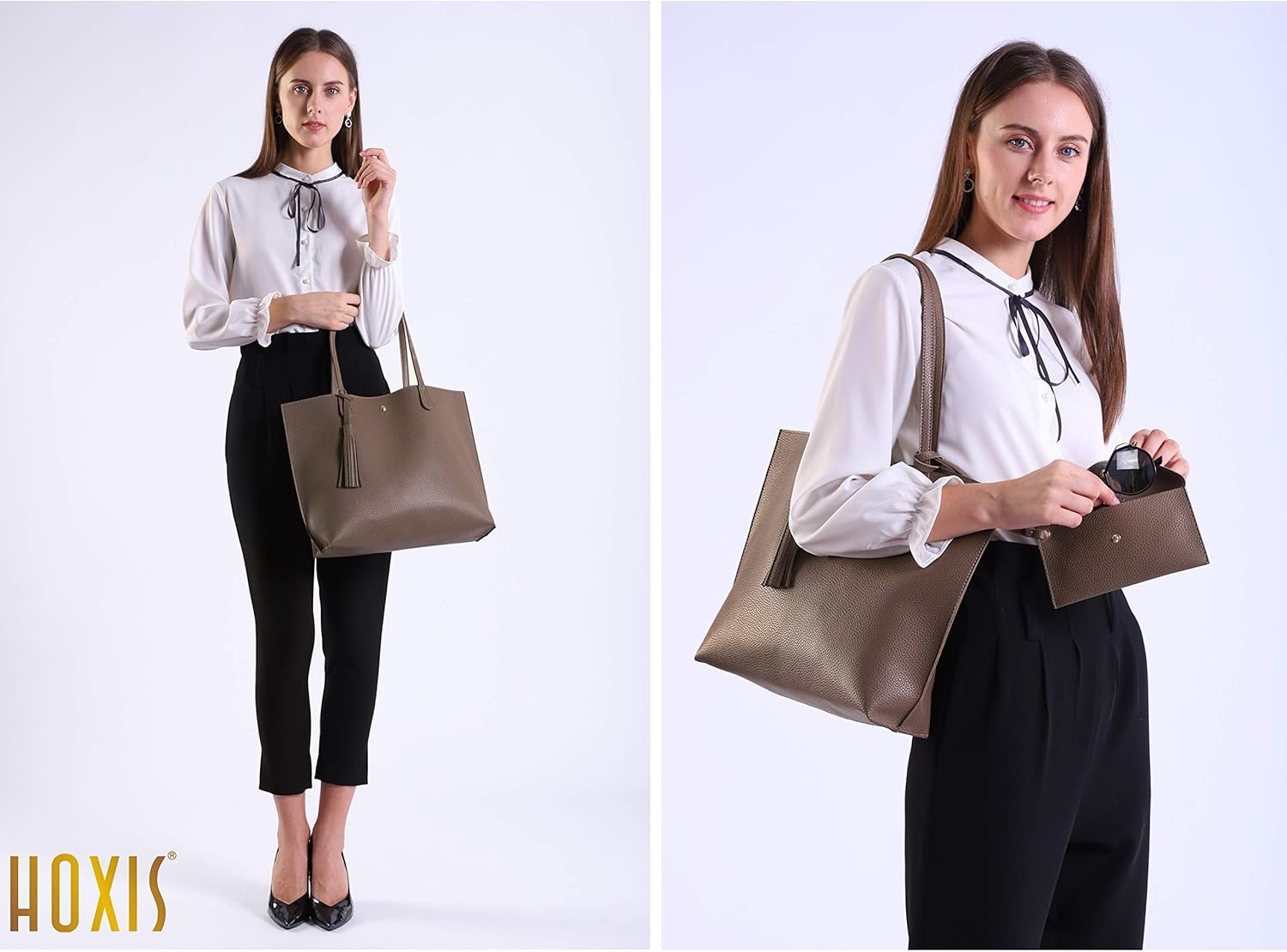 image:imageMinimalist Clean Cut Pebbled Faux Leather Tote Womens Shoulder HandbagViolet
