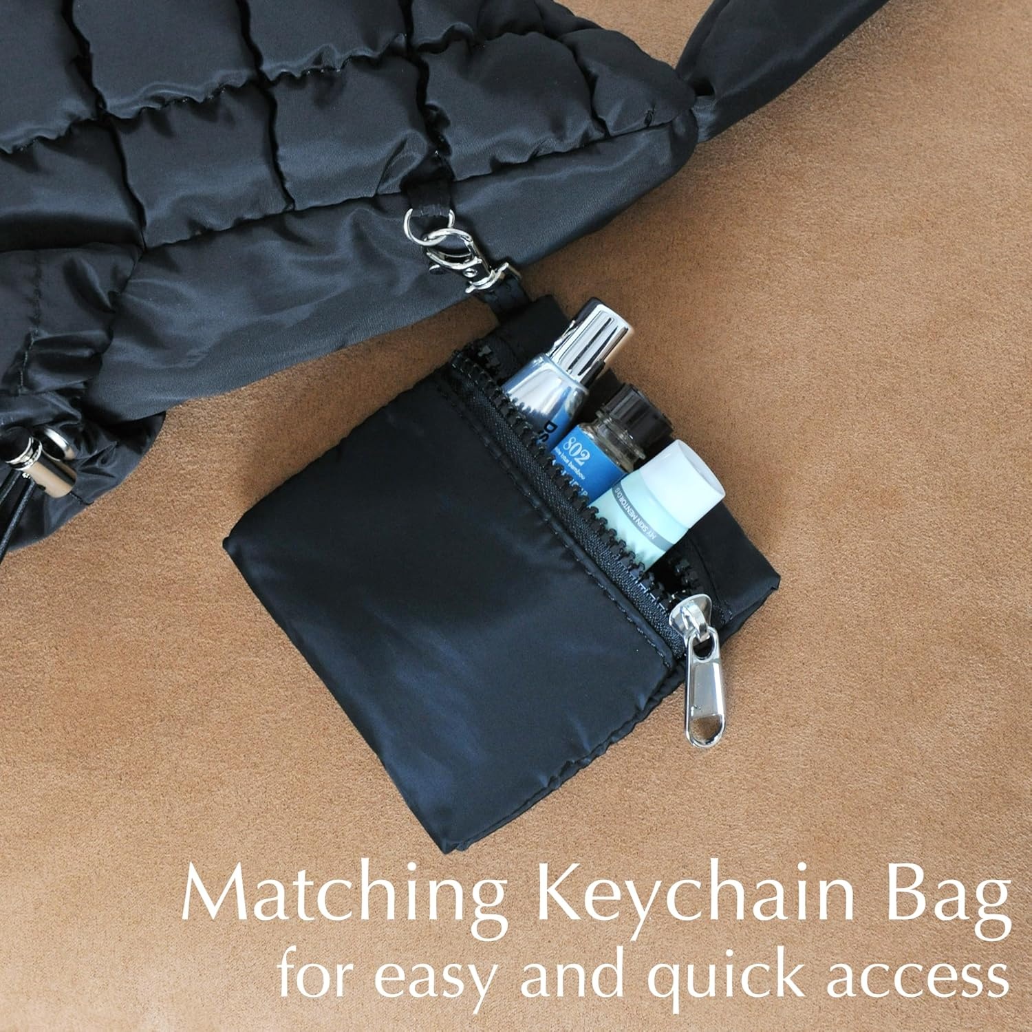 image:imagePuffer Quilted Shoulder Bag for Women Hobo Handbag Lightweight PurseBlack