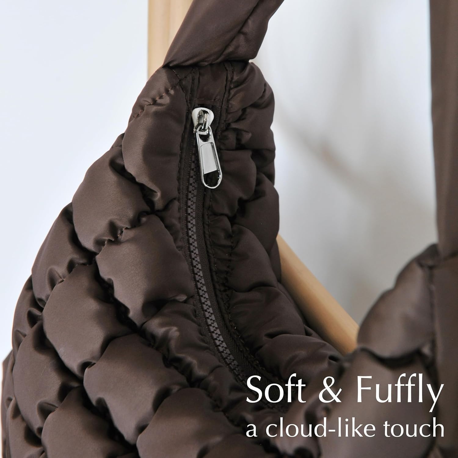 image:imagePuffer Quilted Shoulder Bag for Women Hobo Handbag Lightweight PurseCoffee