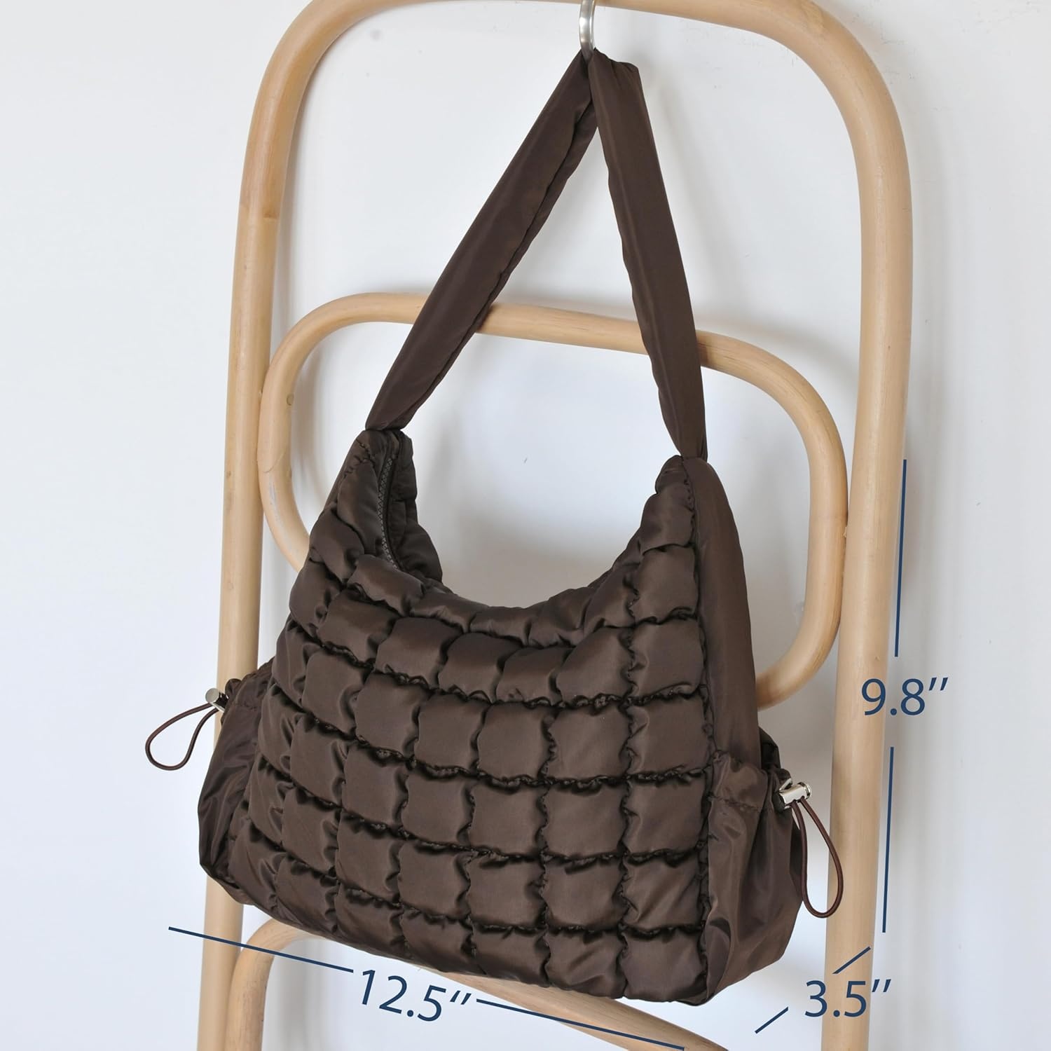 image:imagePuffer Quilted Shoulder Bag for Women Hobo Handbag Lightweight PurseCoffee