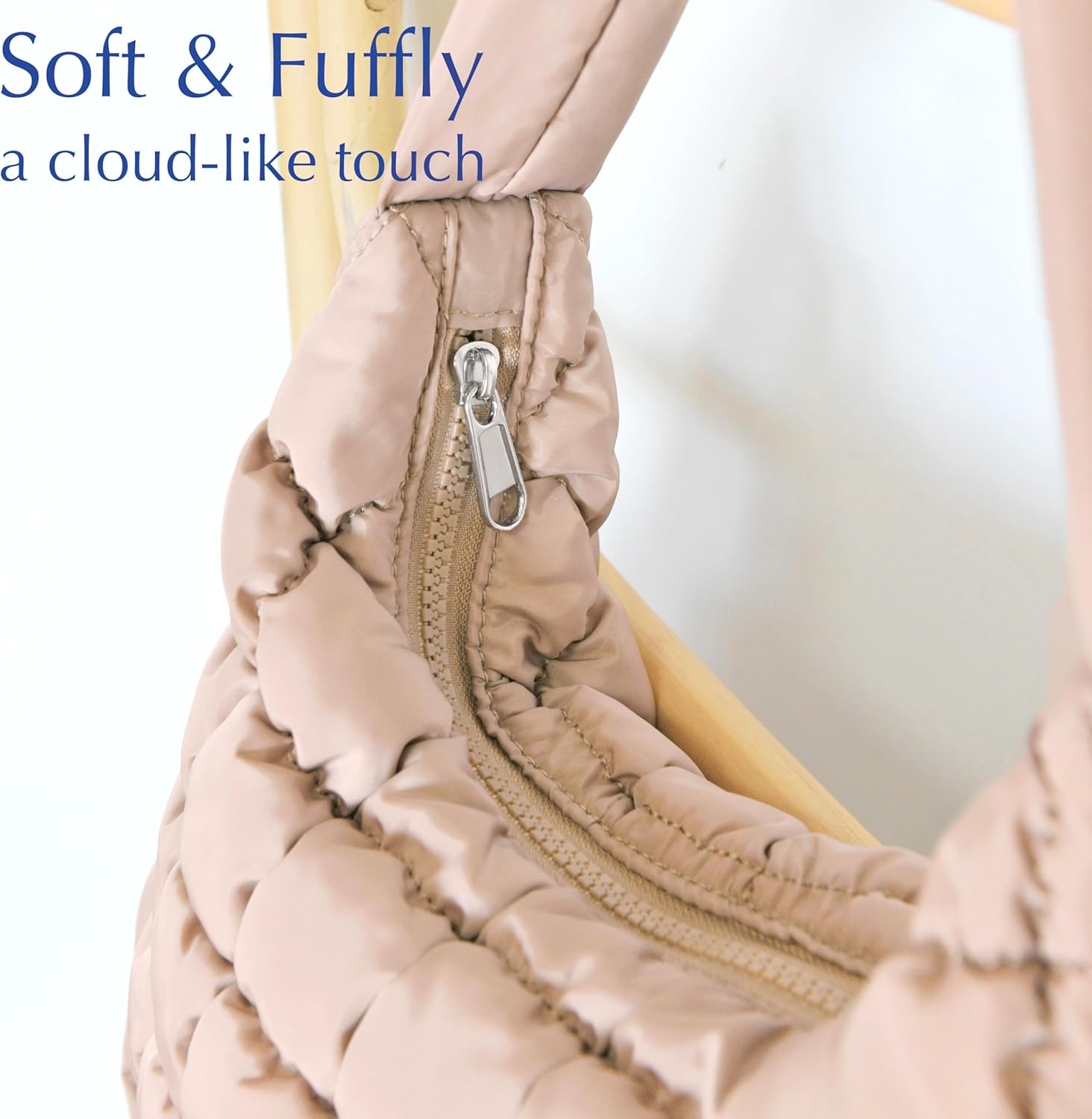 image:imagePuffer Quilted Shoulder Bag for Women Hobo Handbag Lightweight PurseKhaki
