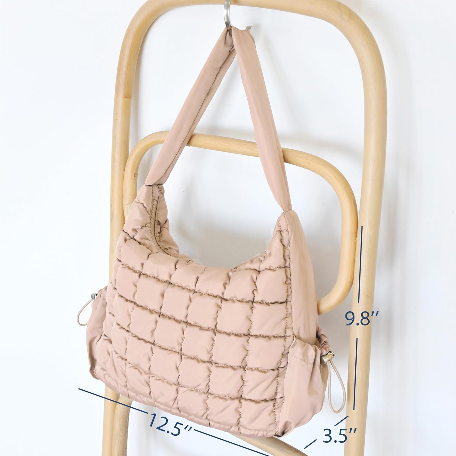image:imagePuffer Quilted Shoulder Bag for Women Hobo Handbag Lightweight PurseKhaki