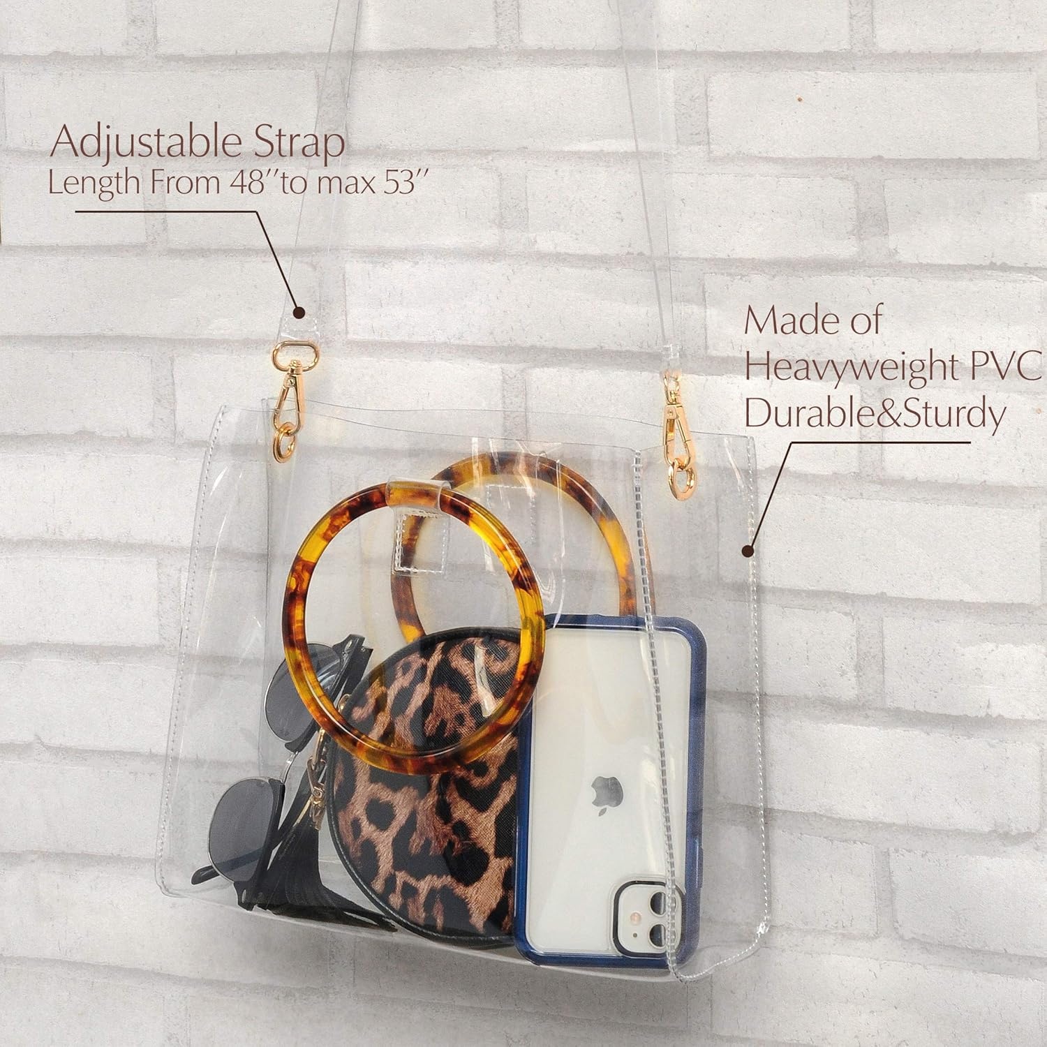 image:imageRound Handle Clear Handbag Women PVC Tote tortoiseshell Top Handle BagSquare