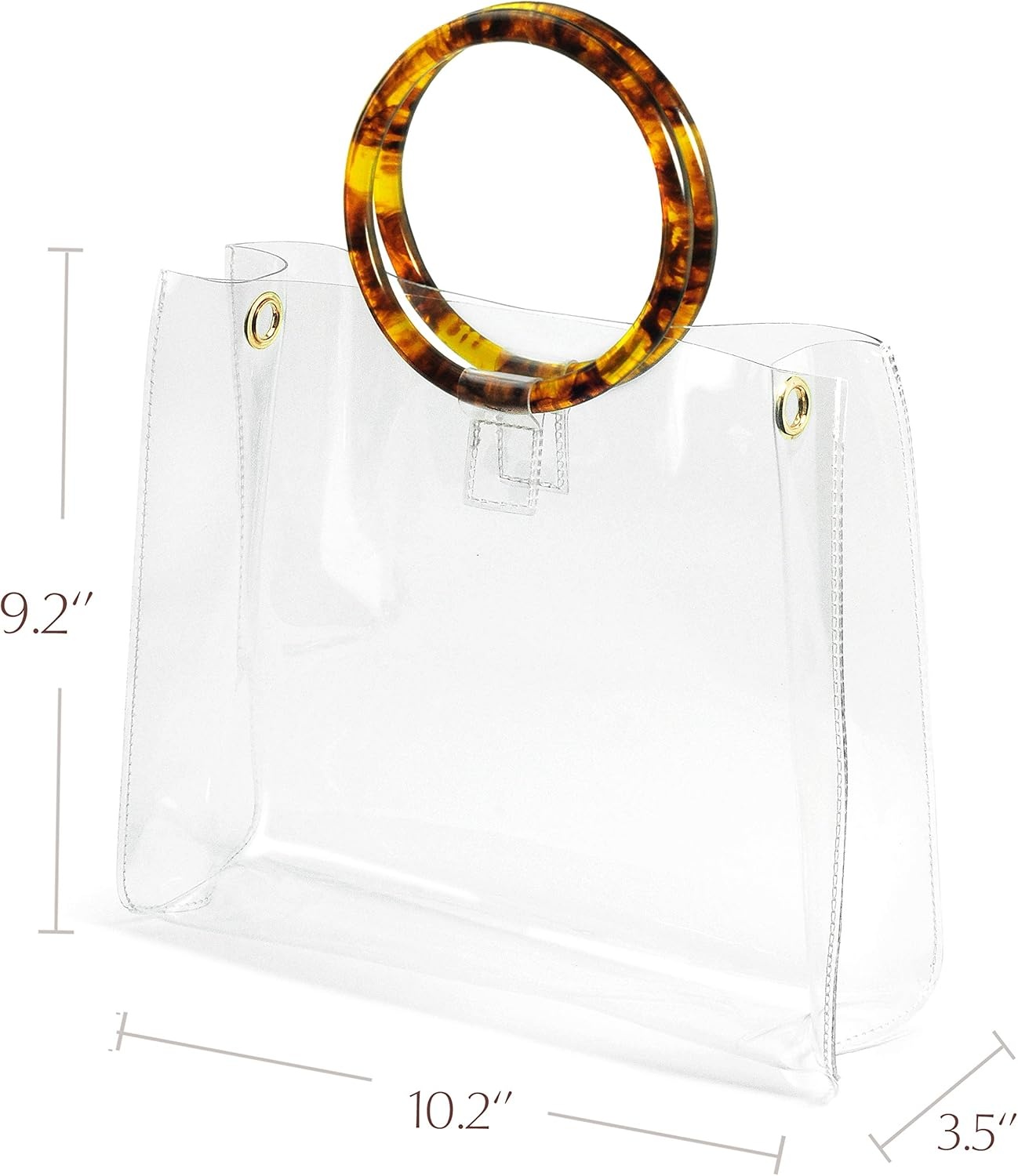 image:imageRound Handle Clear Handbag Women PVC Tote tortoiseshell Top Handle BagSquare