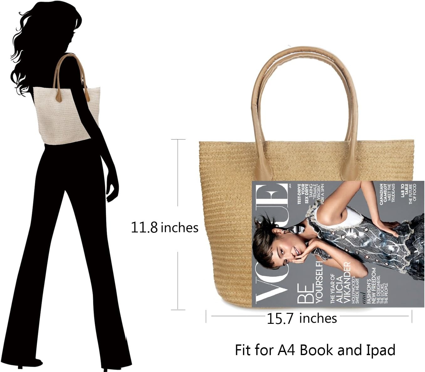 image:imageStraw Rattan Women Tote Summer Beach Shoulder Handbag Straw Rattan Summer BeachBrown