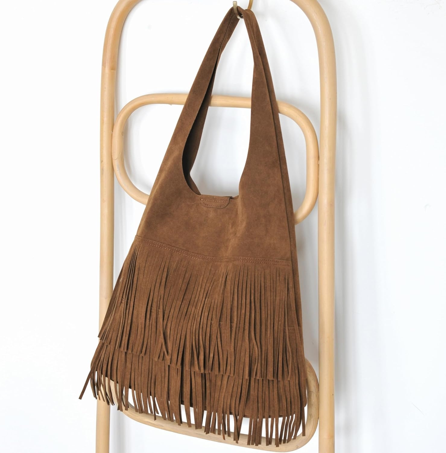 image:imageTassel Faux Suede Hobo Bag for Women Fringe Shoulder HandbagBrown