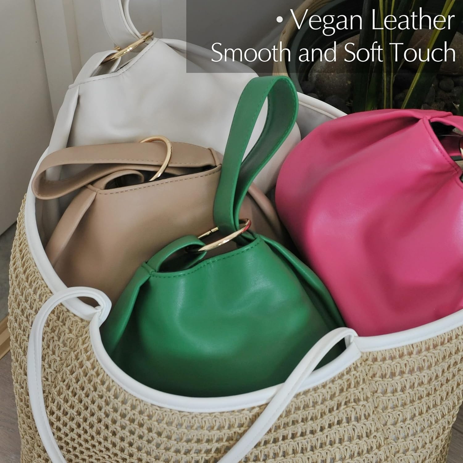 image:imageWomens Clutch Soft Vegan Leather Hobo Top Handle Bag Small Tote PurseGreen