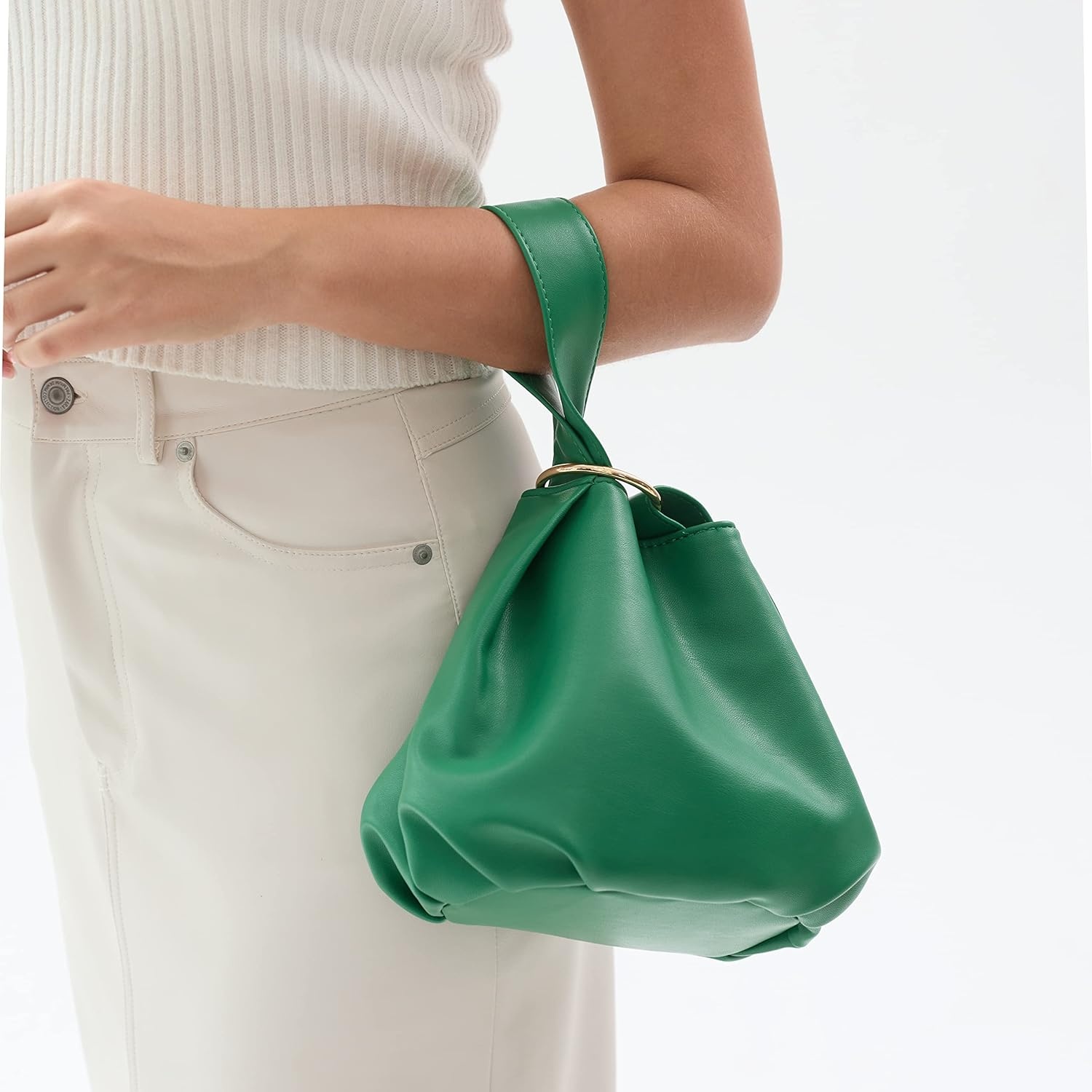 image:imageWomens Clutch Soft Vegan Leather Hobo Top Handle Bag Small Tote PurseGreen