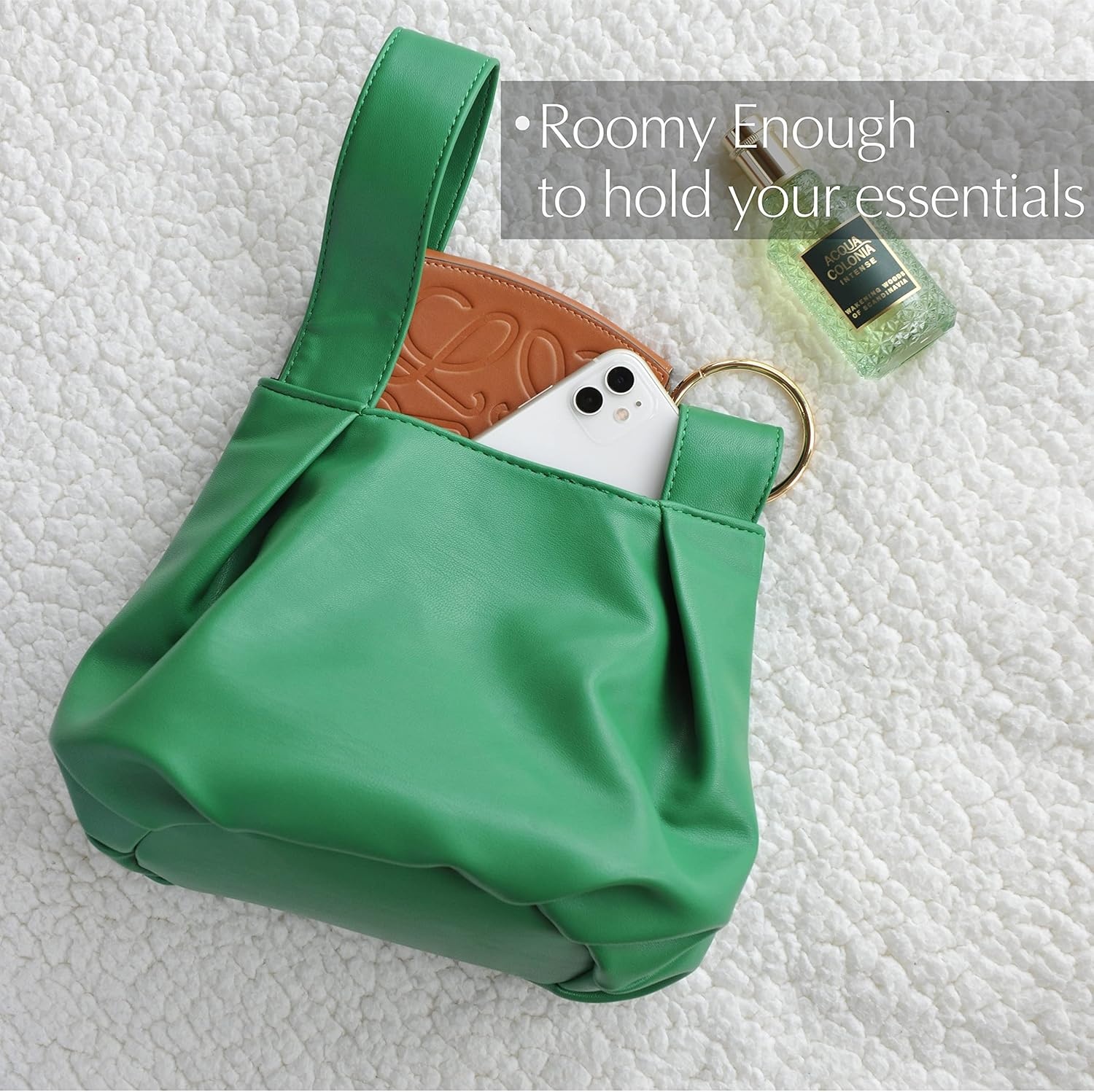 image:imageWomens Clutch Soft Vegan Leather Hobo Top Handle Bag Small Tote PurseGreen