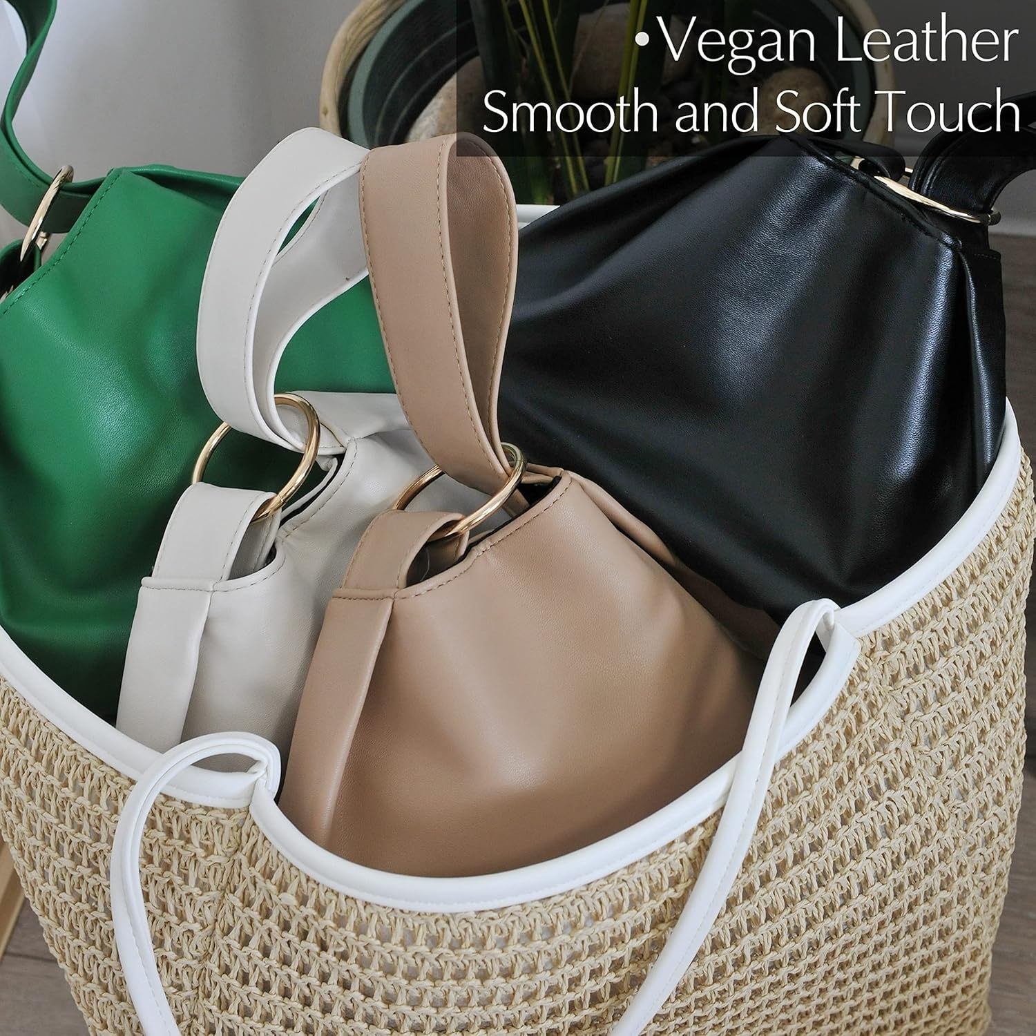 image:imageWomens Clutch Soft Vegan Leather Hobo Top Handle Bag Small Tote PurseNude