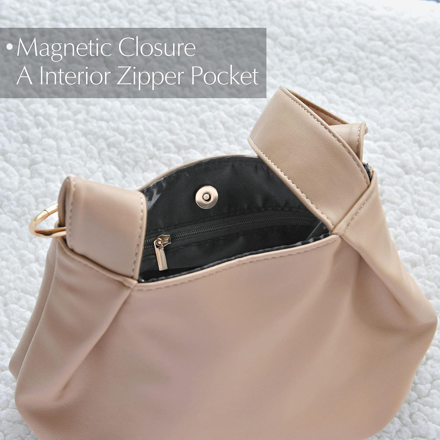 image:imageWomens Clutch Soft Vegan Leather Hobo Top Handle Bag Small Tote PurseNude