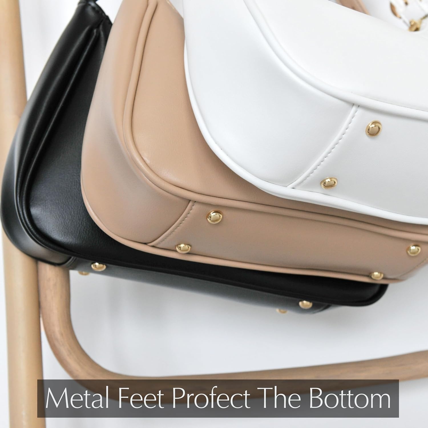 image:imageWomens Crescent Shoulder Bag Vegan Leather Chain Cross body bag Convertible Handbag Vegan Leather Chain ConvertibleWhite