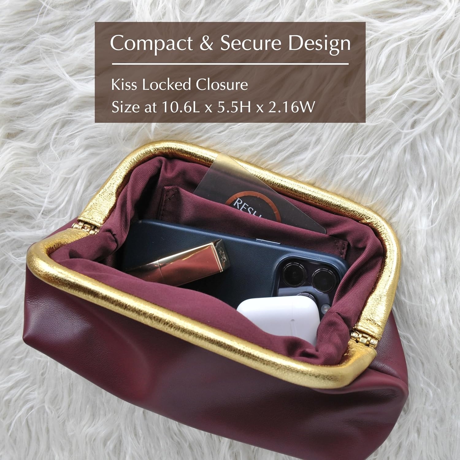 image:imageWomens Evening Clutch Purse with Detachable Chain Strap Soft Faux Leather Shoulder Bag for Evening PartyWeddingNight OutDark Red