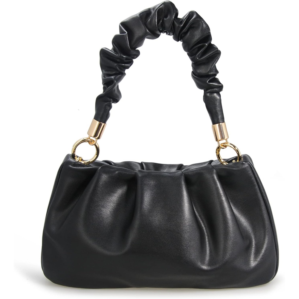 image:imageCloud Pouch Bag Women Shoulder Handbag Soft Vegan Leather Vintage Hobo Chain Cross body BagBlack