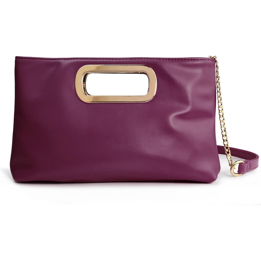 image:imageHOXIS Clutch Handbags for Women Cut Out Evening Bag Shoulder Crossbody Purse with Gold ChainDark Red
