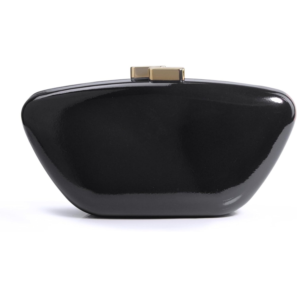 image:imageHOXIS Glossy Patent Leather Evening Clutch Bag with Detachable Chain Womens Purse for Wedding Party PromBlack