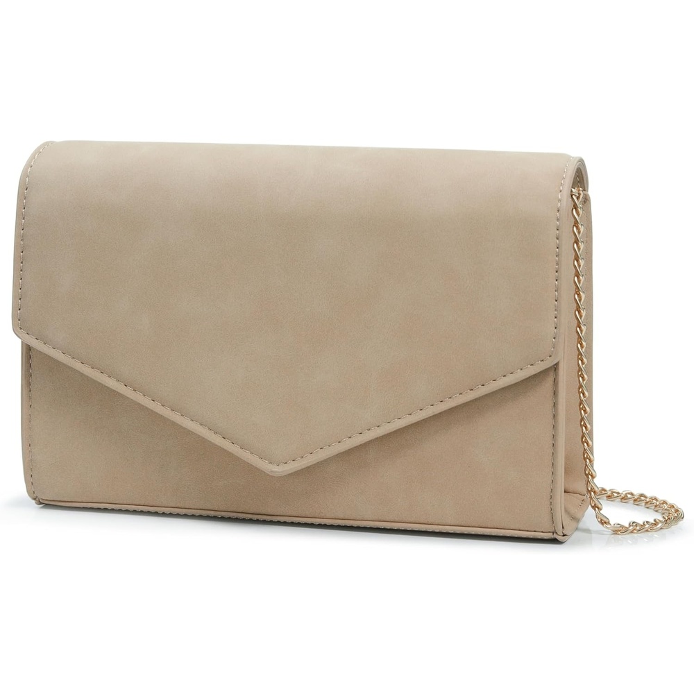image:imageHOXIS Minimalist Evening Envelope Clutch Chain Shoulder Bag Women Faux Leather Suede PurseNude