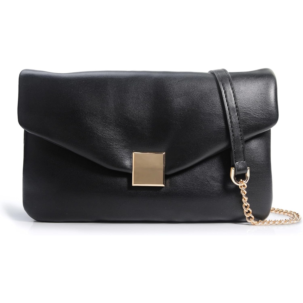 image:imageHOXIS Puffer Envelope Clutch for Women Vegan Leather Chain Shoulder Bag Party PurseBlack